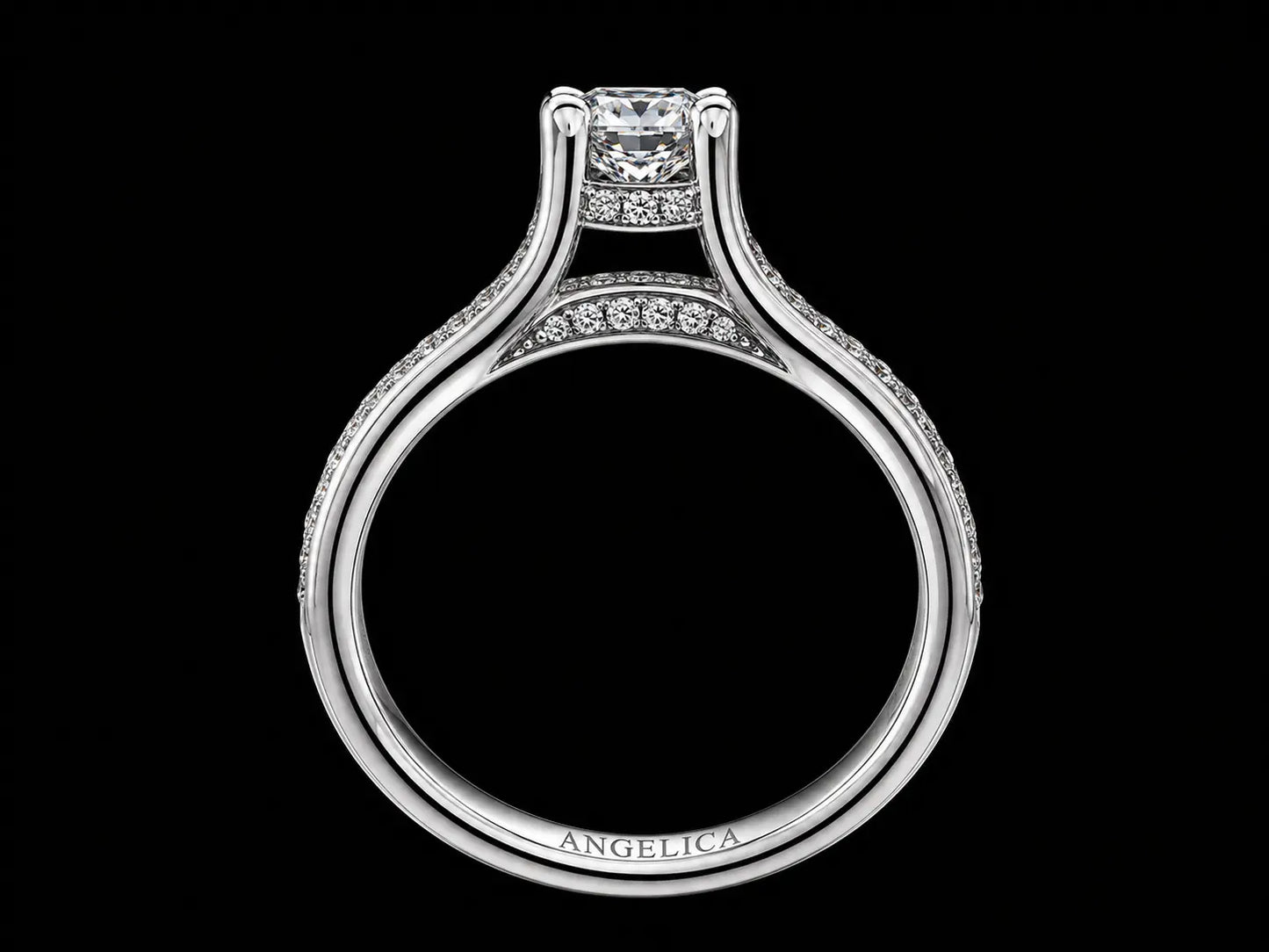 18K White Gold Split Shank Diamond Engagement Ring – 0.73 CT Total Diamond Weight Angelica Jewellers