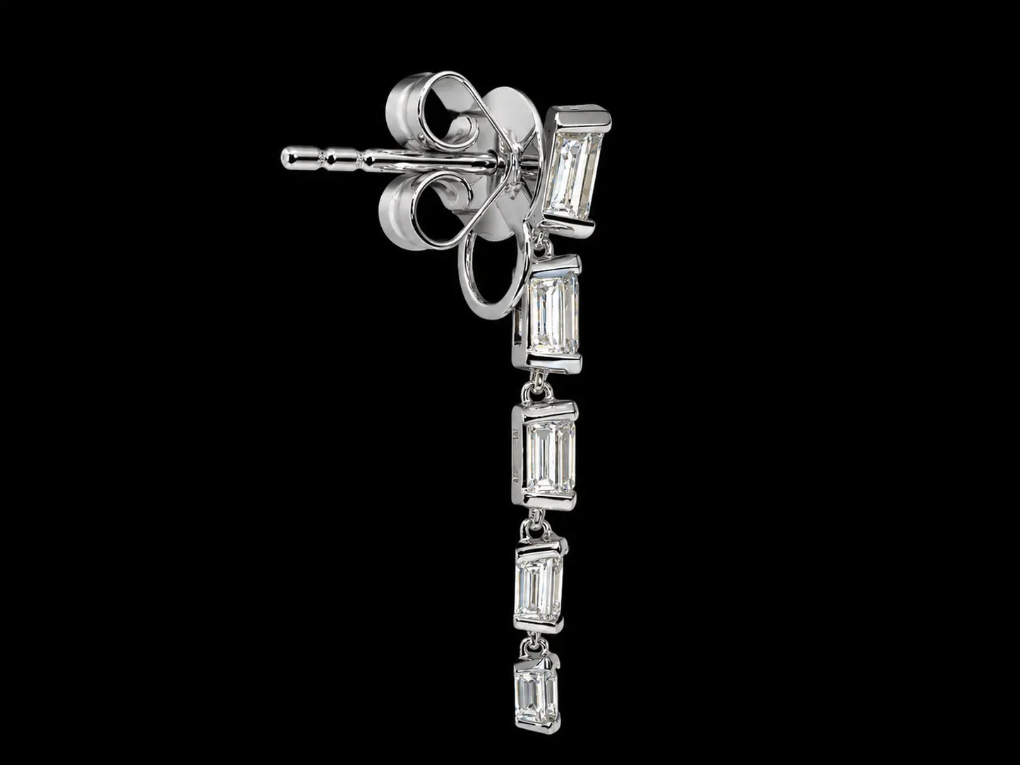 14K White Gold Lab-Grown Emerald Cut Diamond Push Pin Drop Earrings – 2.08 CTW VS/VVS D–F superbell