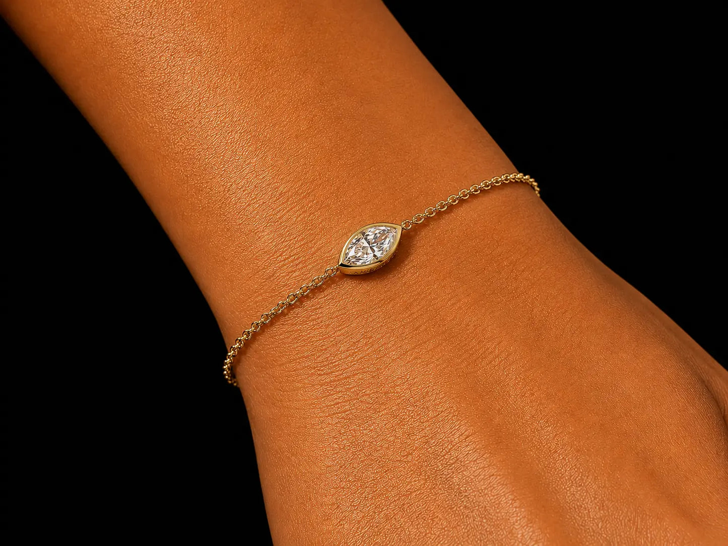 18K Yellow Gold Evil Eye Bracelet with 0.46 CT Marquise Lab-Grown Diamond Angelica Jewellers