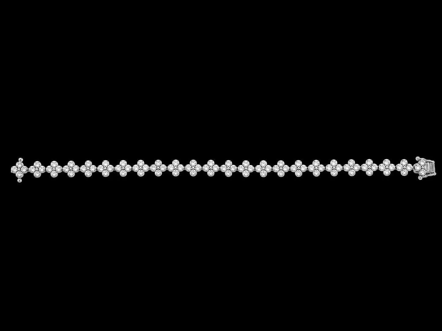 14K White Gold Clover Lab-Grown Diamond Bracelet – 4.03 CT VS–VVS F Angelica Jewellers