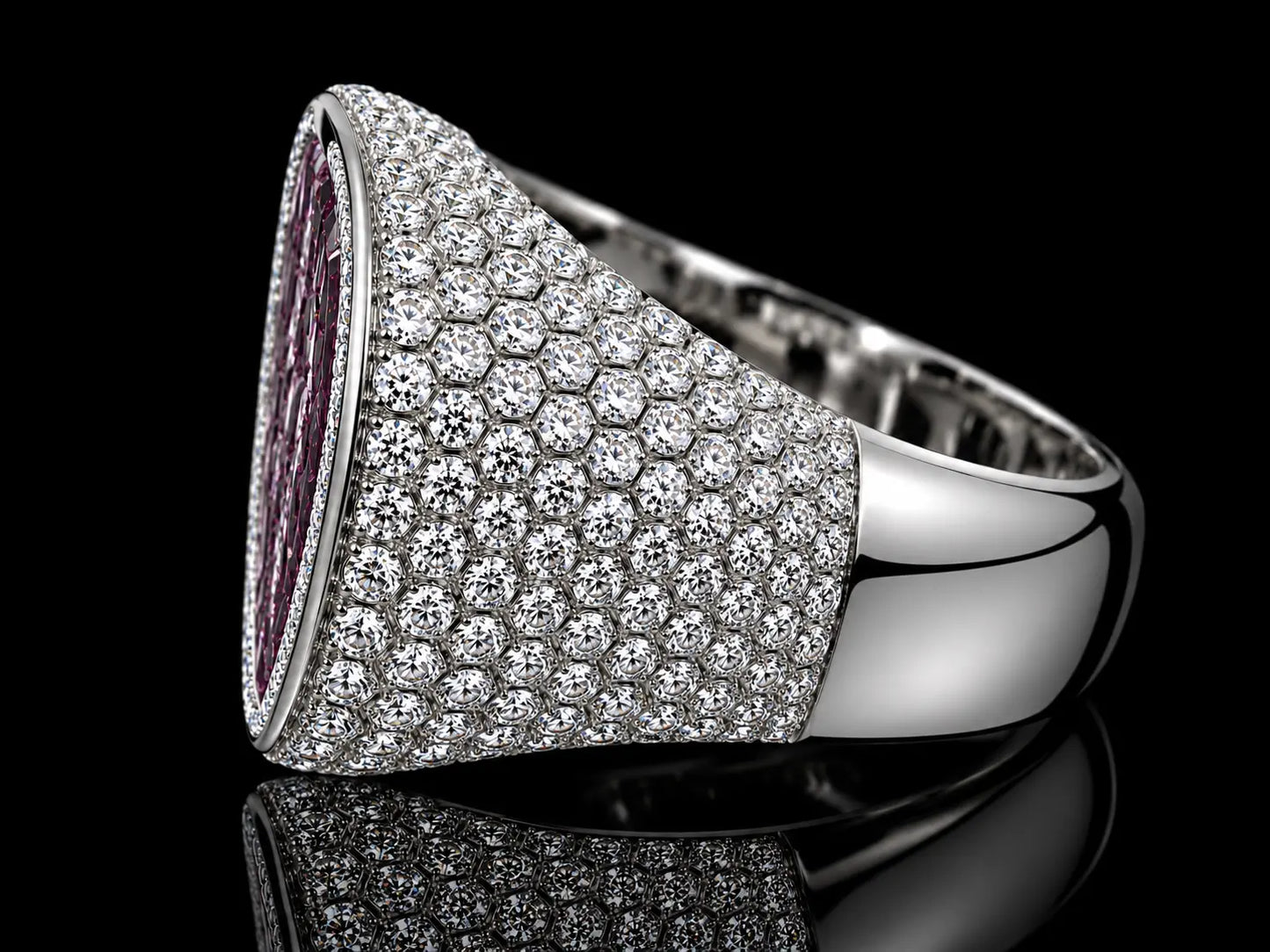 10K White Gold Natural Pink Sapphire & Diamond Heart Ring – 10.88 CT Total Gem Weight Angelica Jewellers