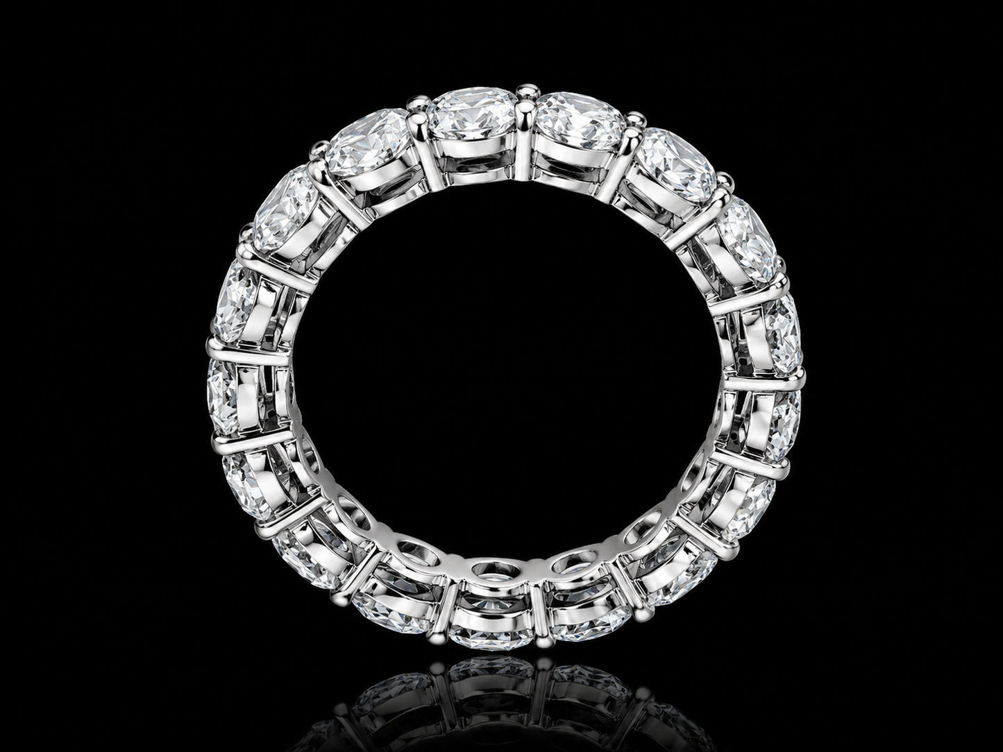 14K White Gold Shared Prong Lab-Grown Oval Cut Full Eternity Band – 5.31 CTW