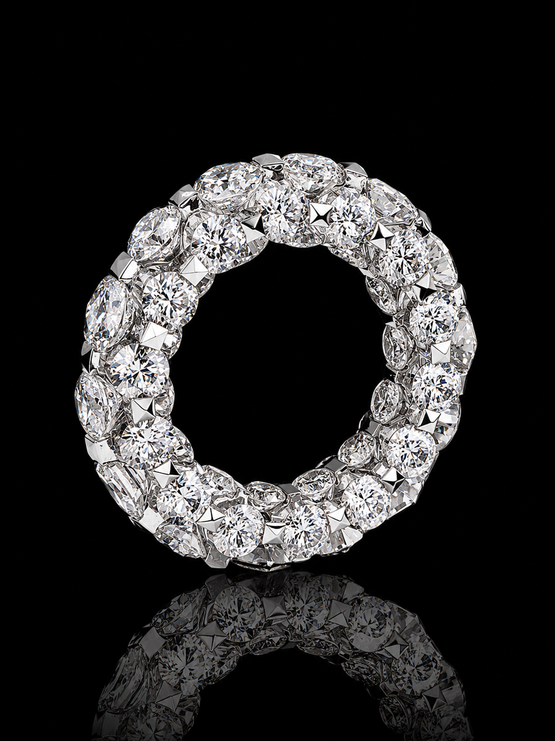 17CT Lab Diamond Inside-Out Eternity Band Ring in 10K White Gold | VS–VVS F+ Color | 6MM