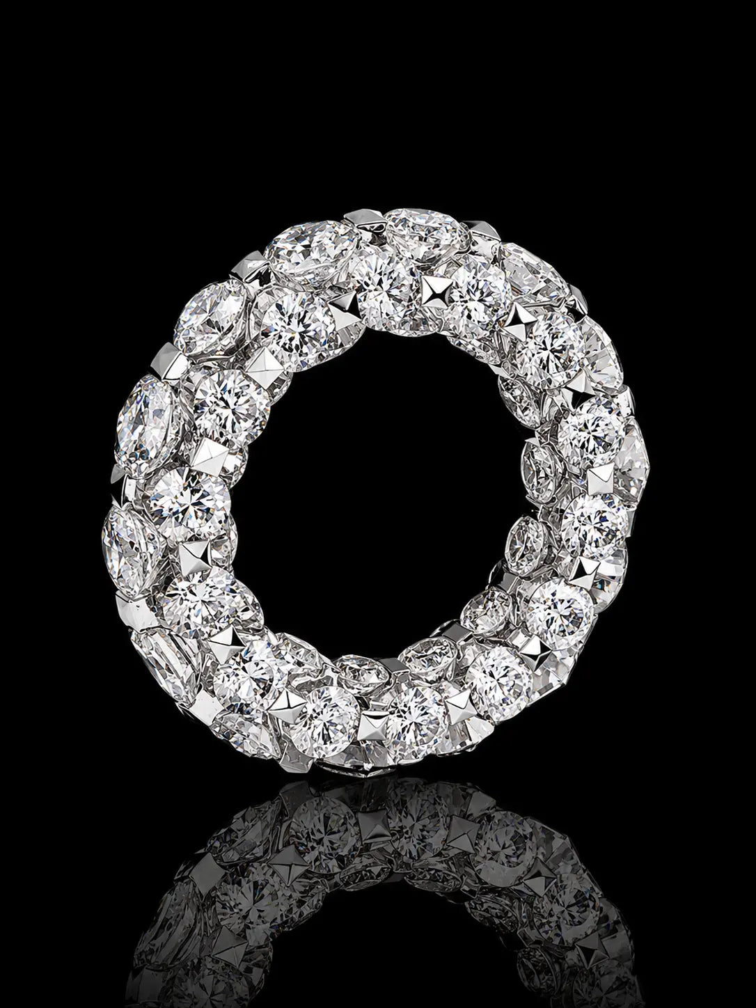 17CT Lab Diamond Inside-Out Eternity Band Ring in 10K White Gold | VS–VVS F+ Color | 6MM Angelica Jewellers