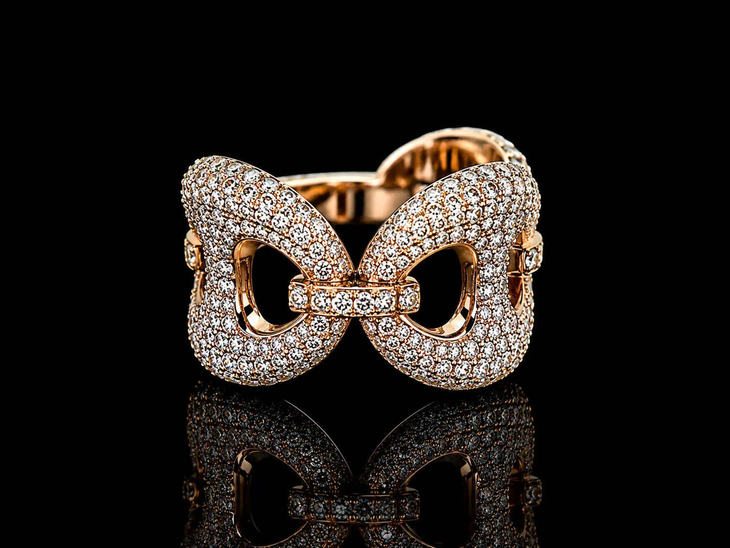 10K Rose Gold Coffee Bean Diamond Ring – 2.75 CTW VS F+ Natural Diamonds | 15mm Gucci-Inspired Statement Ring Angelica Jewellers