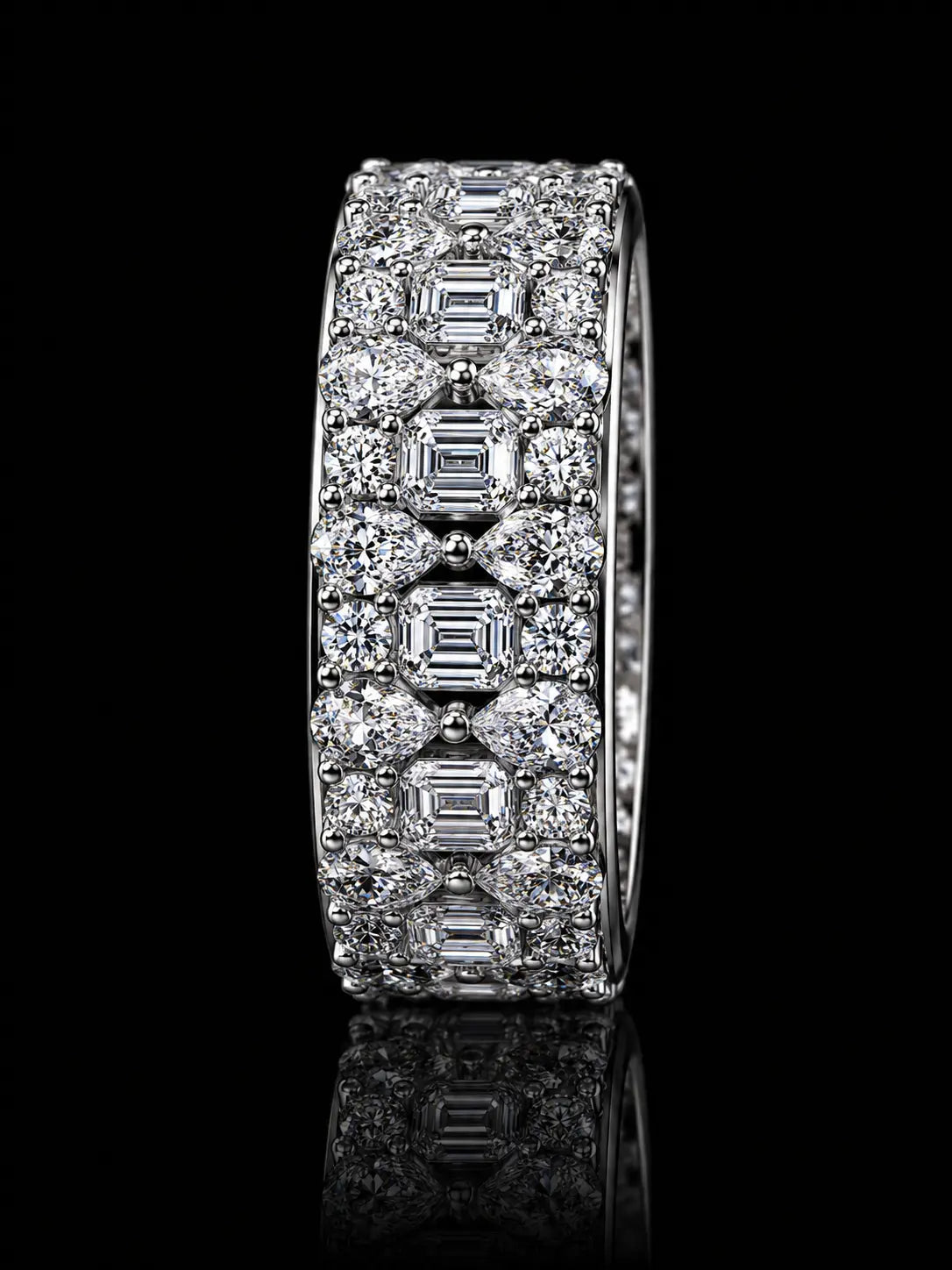 Signature Collection 10K White Gold Diamond Band Ring – 6.38 CT VVS F+ Diamonds | 8MM Angelica Jewellers