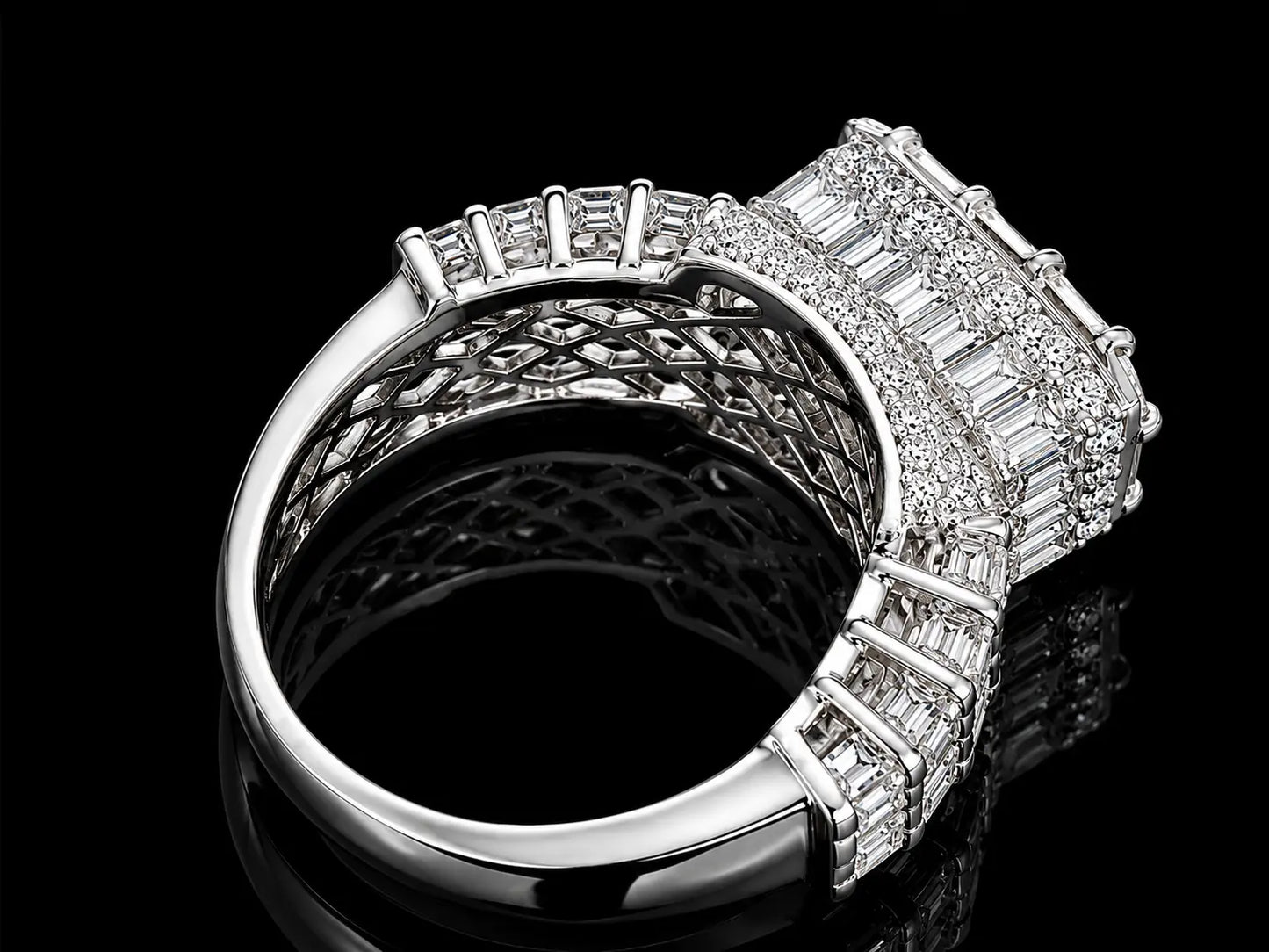 14K White Gold Diamond Signet Ring – 6.28 CT VS/F Natural Diamonds Angelica Jewellers