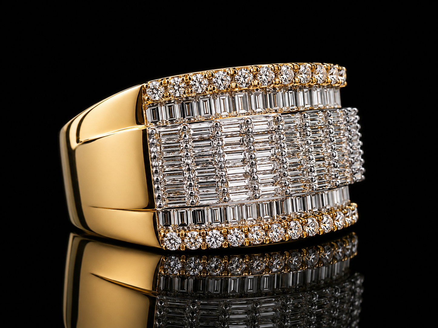 10KT Yellow Gold Diamond Statement Ring – 4.50 CT Natural Diamonds