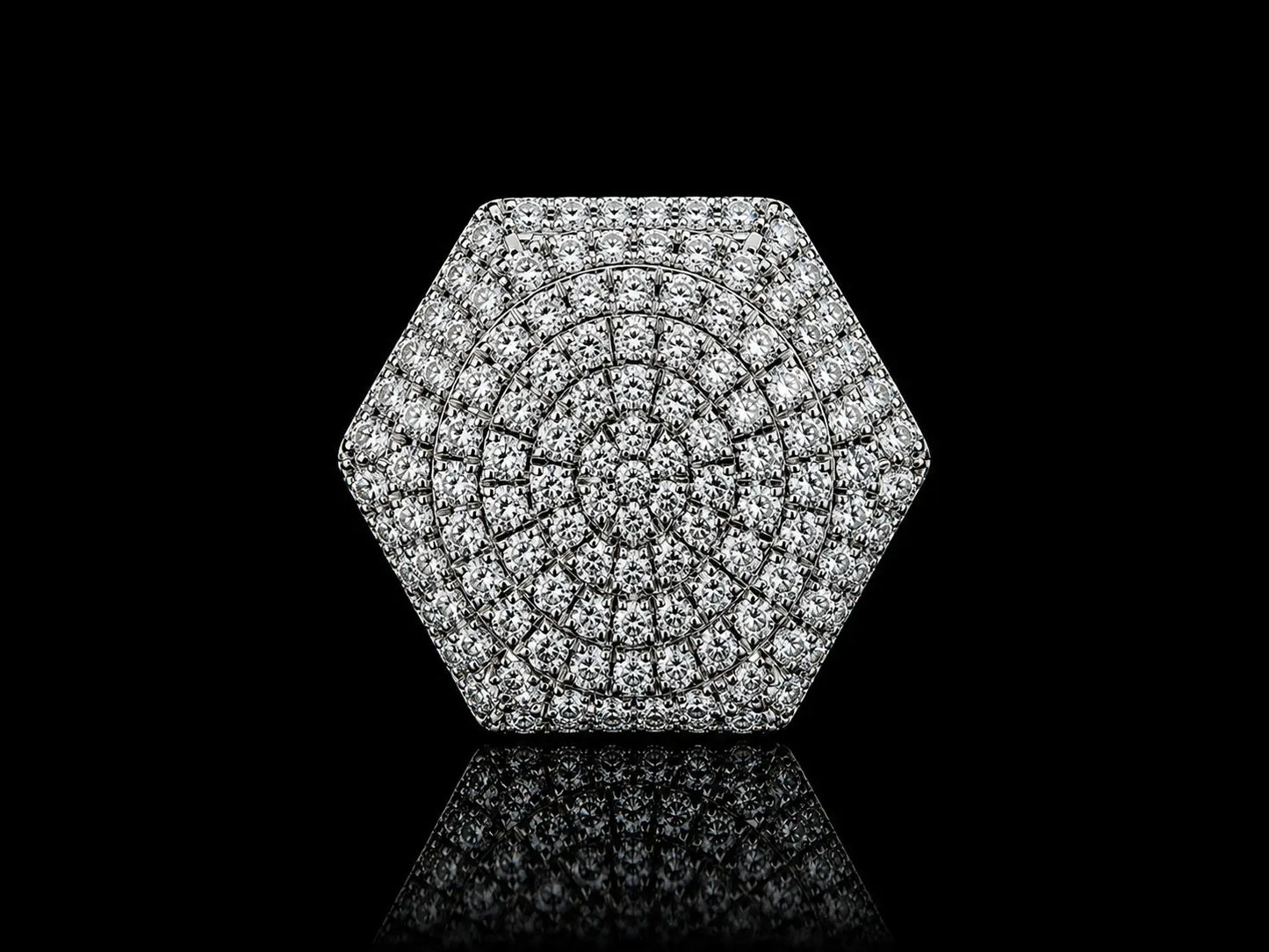 6 CT VVS F+ Signature Octagonal Diamond Ring | 27 × 23 mm Bold Honeycomb Pavé Setting Angelica Jewellers