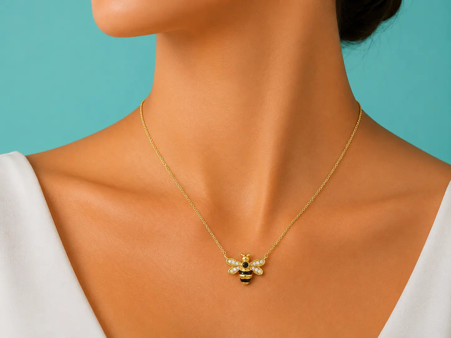 14k Yellow Gold Bumble Bee Diamond Necklace Angelica Jewellers