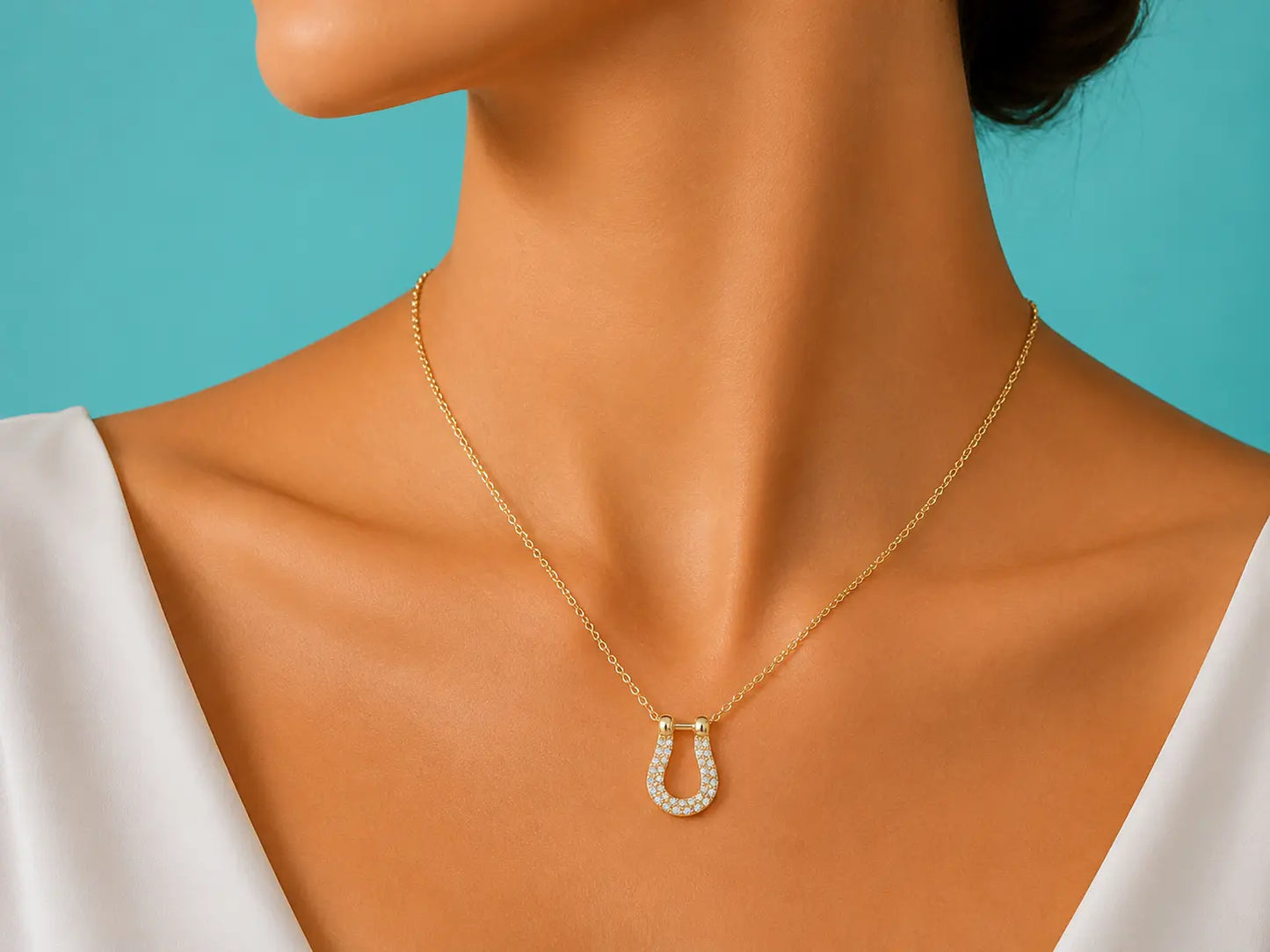 14K Yellow Gold Horseshoe Diamond Necklace Angelica Jewellers