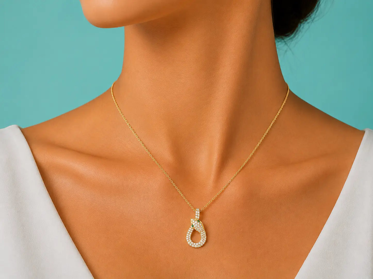 14K Yellow Gold Snake Diamond Necklace Angelica Jewellers