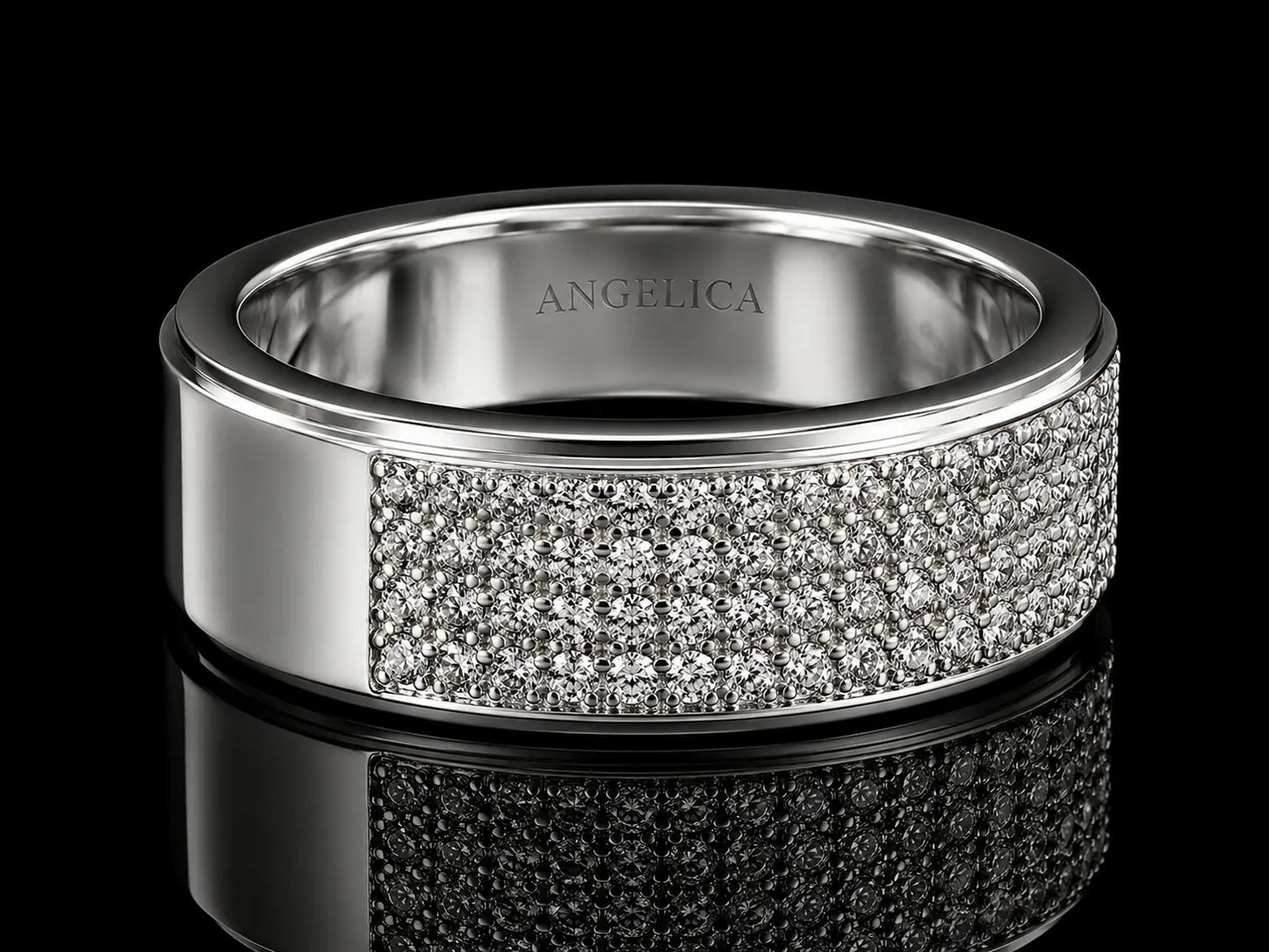 10K White Gold 1.00 CT Diamond Pavé Band – 8.5mm Angelica Jewellers