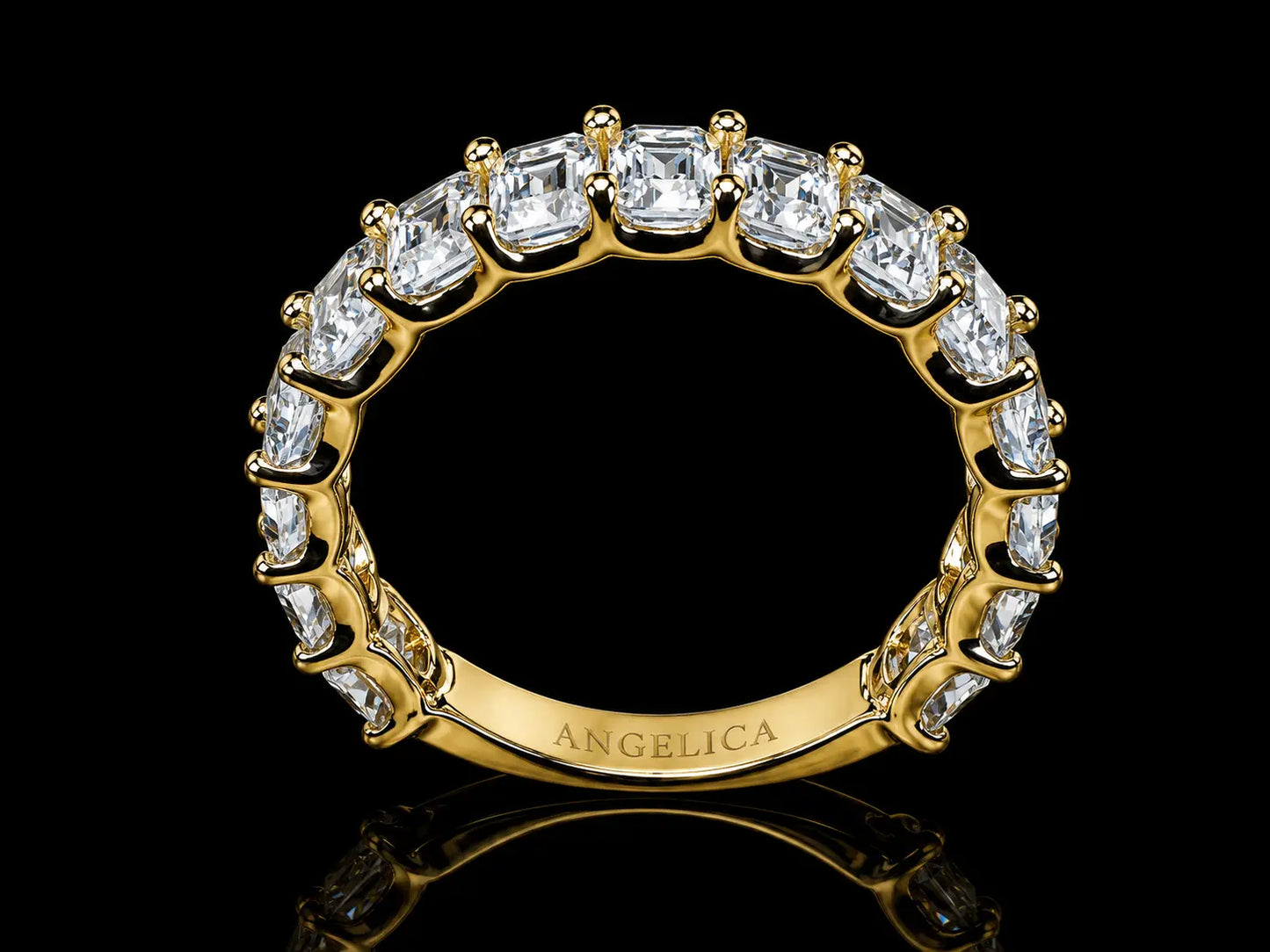 14K Yellow Gold Emerald-Cut White Topaz Semi-Eternity Band – 3.95 CT | 4.3 mm Angelica Jewellers