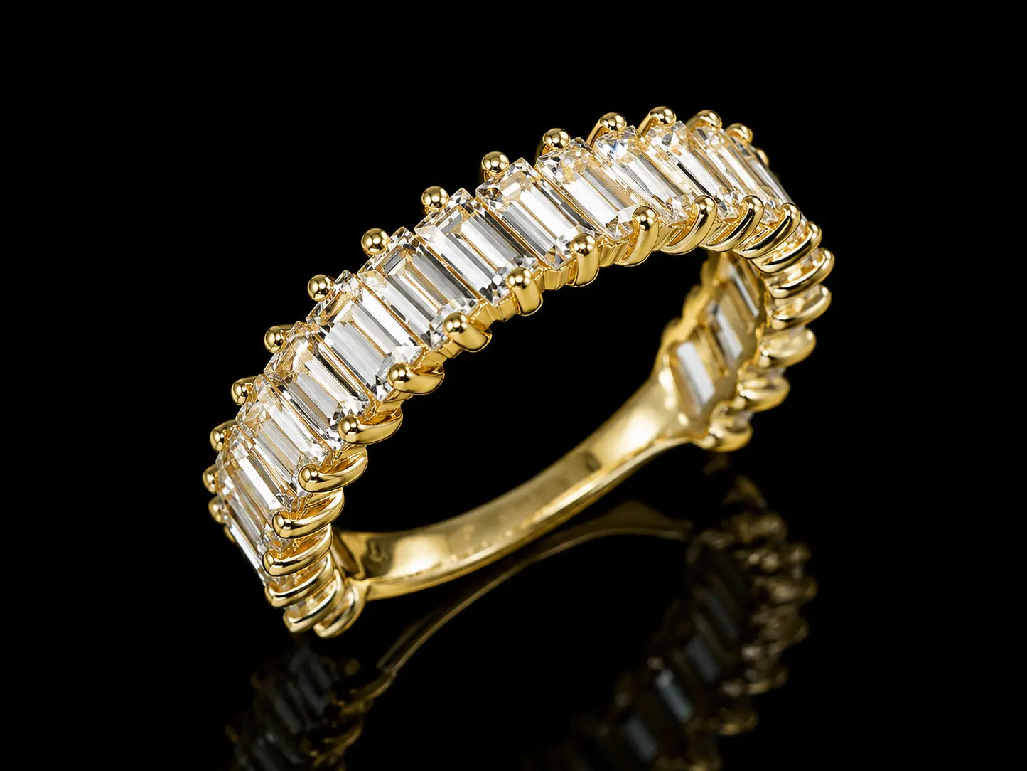 14K Yellow Gold Angled White Topaz Baguette Band – 2.20 CT Angelica Jewellers