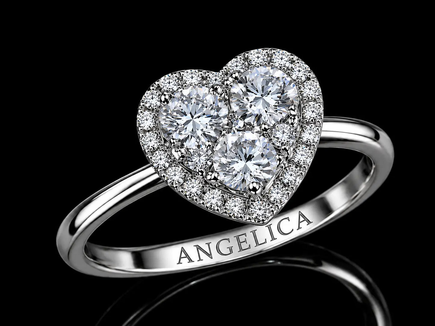 14K White Gold Heart Diamond Ring – 0.39 CT VS F-G Angelica Jewellers