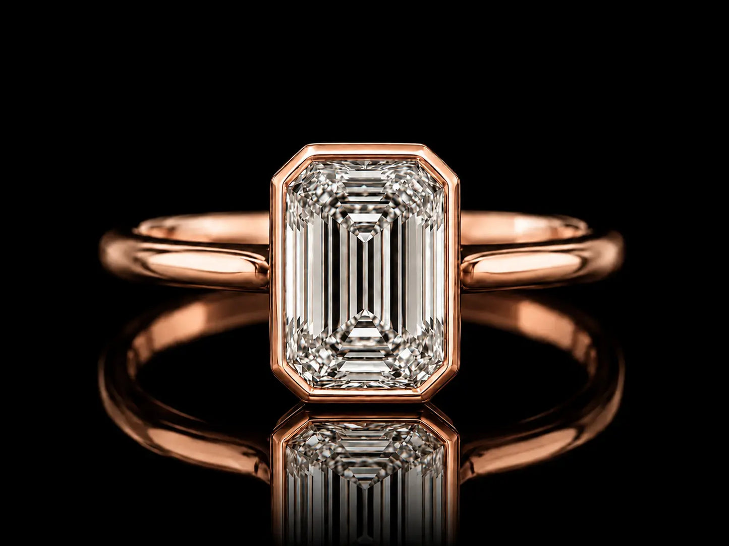 14K Yellow Gold Emerald-Cut Bezel Engagement Ring – 2.09 CT E VVS2 IGI Certified Lab Grown Diamond Angelica Jewellers