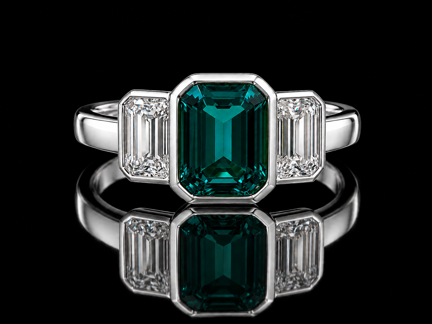Classic Trilogy Lab Emerald & Diamond Ring | 1.50 CT Lab Emerald | 1.00 CTW Lab-Grown Diamonds | Timeless Gold Design
