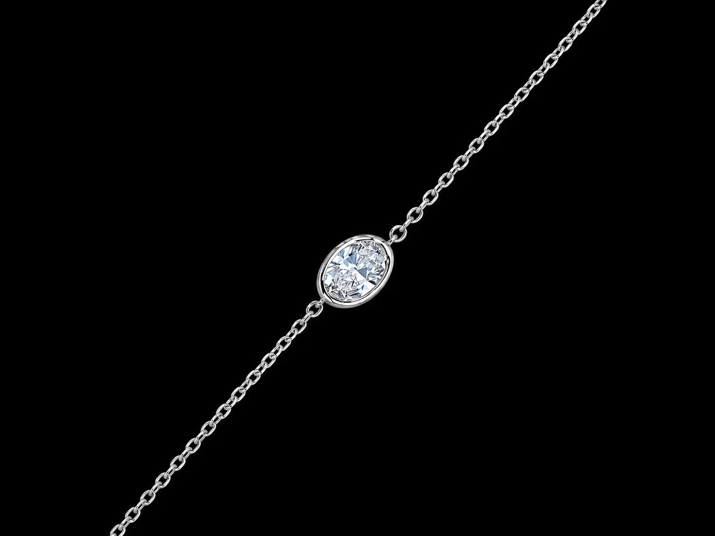 14K White Gold Oval Solitaire Lab-Grown Diamond Bracelet – 0.53 CT Angelica Jewellers