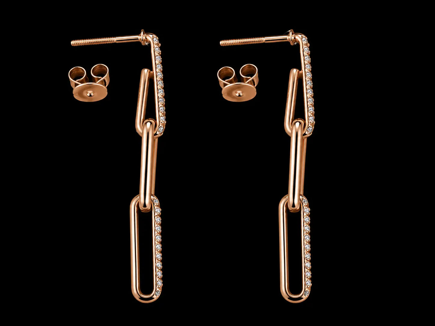 14K Rose Gold Lab Diamond Paper Clip Drop Earrings – 0.69 CTW VS–VVS F+ superbell