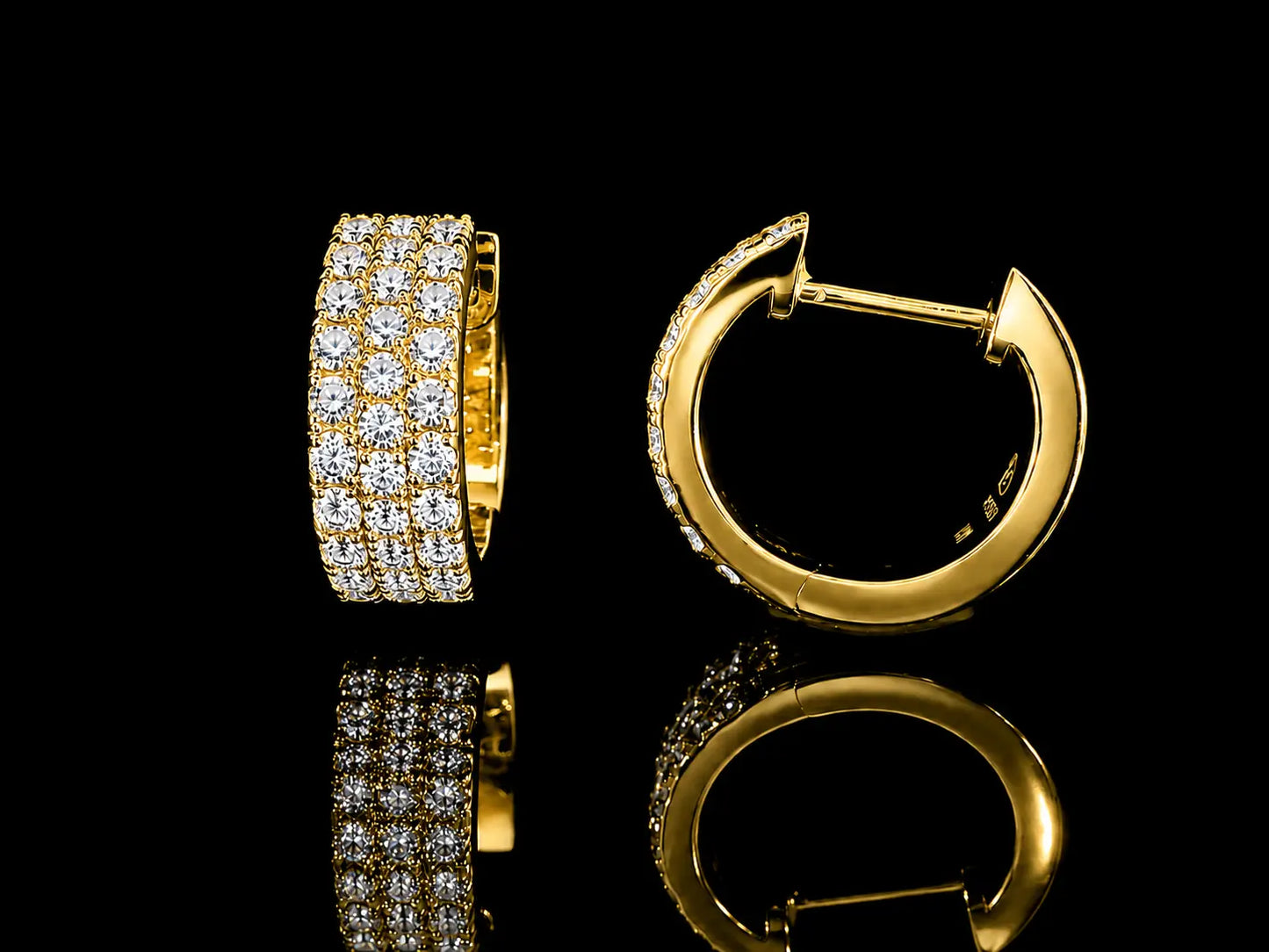 14K YELLOW GOLD 5MM HOOP DIAMOND EARRINGS Angelica Jewellers