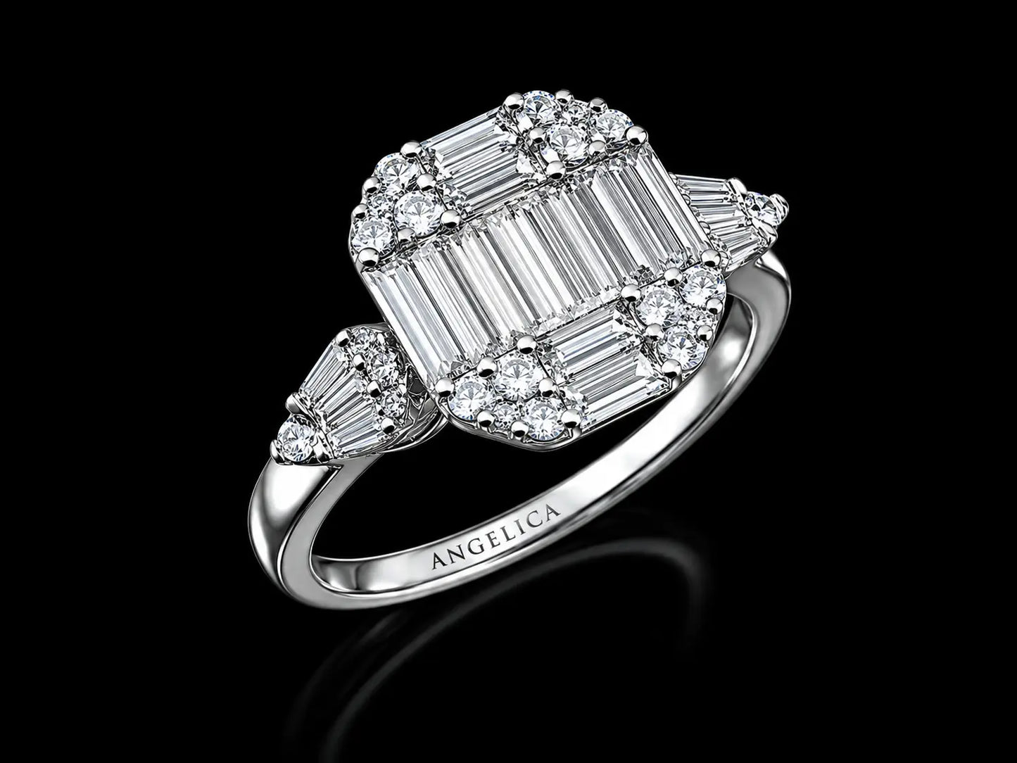 18K WHITE GOLD NATURAL DIAMOND TRILOGY ENGAGEMENT RING – 1.02 CT Angelica Jewellers