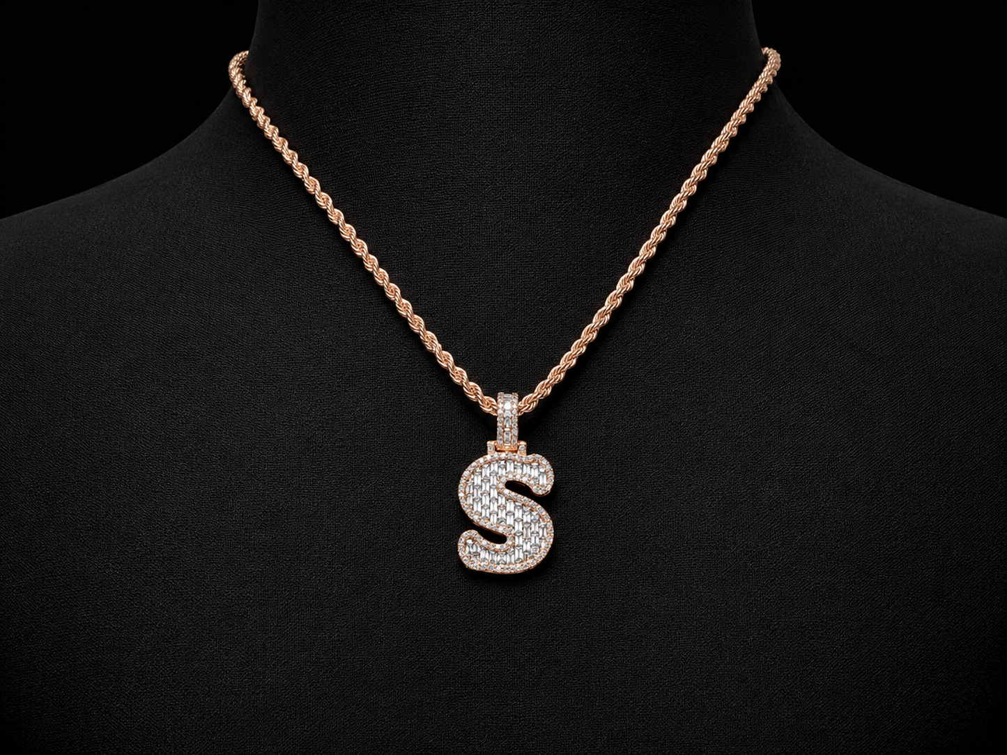 10K Rose Gold S Initial Diamond Pendant – 1. 28 CT Angelica Jewellers