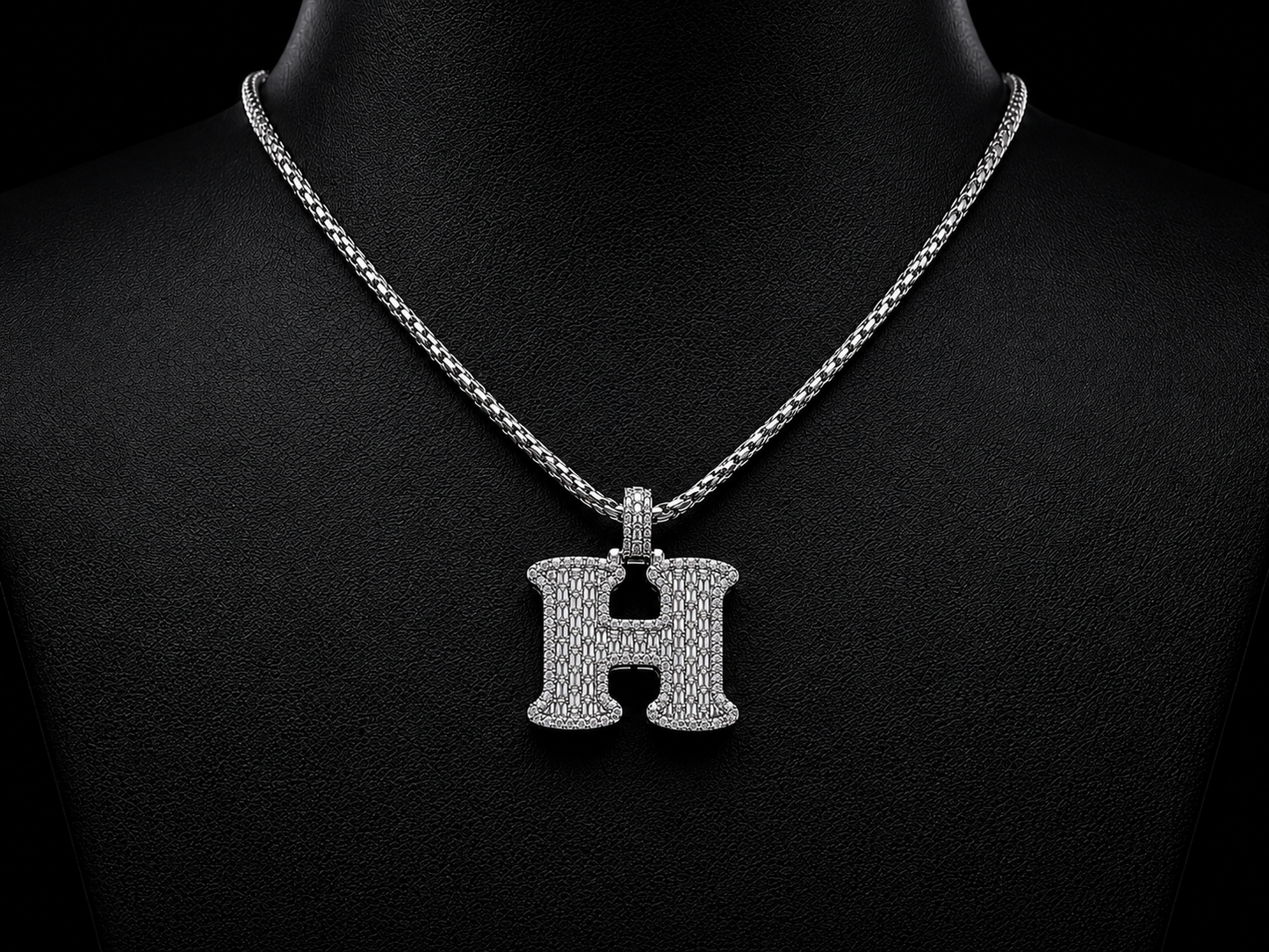 10K White Gold H Initial Diamond Pendant – 1. 72CT Angelica Jewellers
