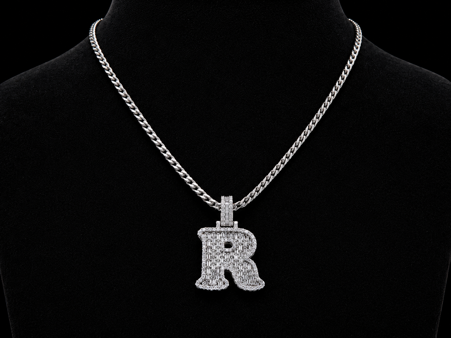 10K White Gold R Initial Diamond Pendant – 1. 71 CT Angelica Jewellers