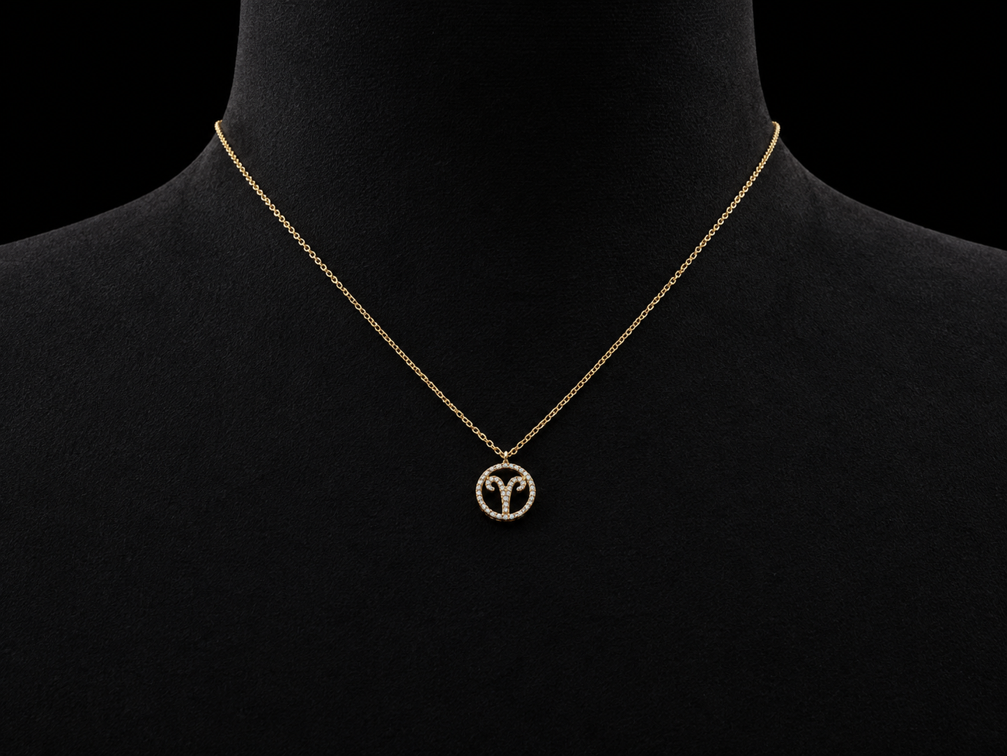 14K Yellow Gold Aries Zodiac Natural Diamond Necklace – 0.13 CT Angelica Jewellers