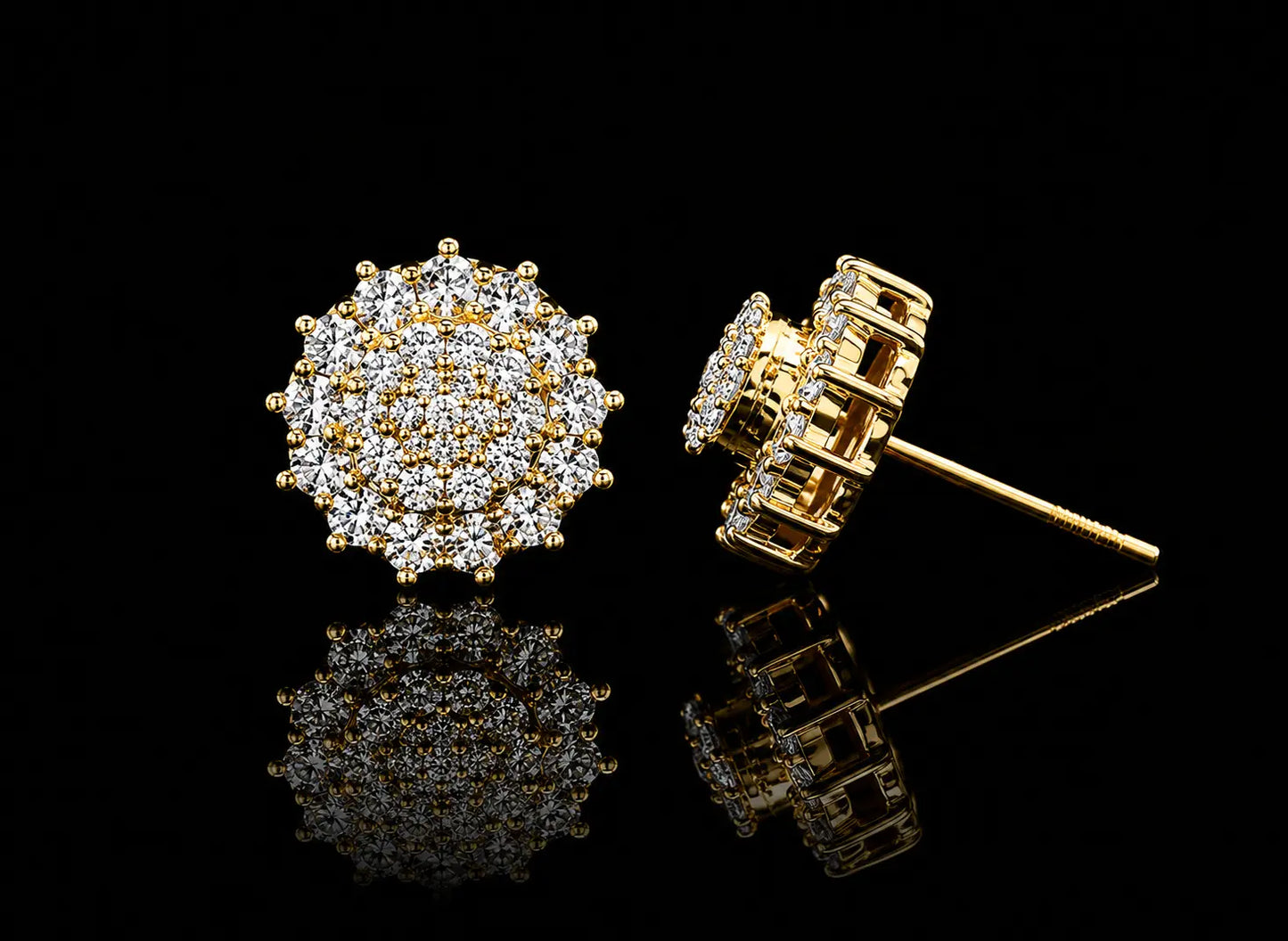 10K Yellow Gold Round Diamond Cluster Stud Earrings – 0.78 CT Angelica Jewellers