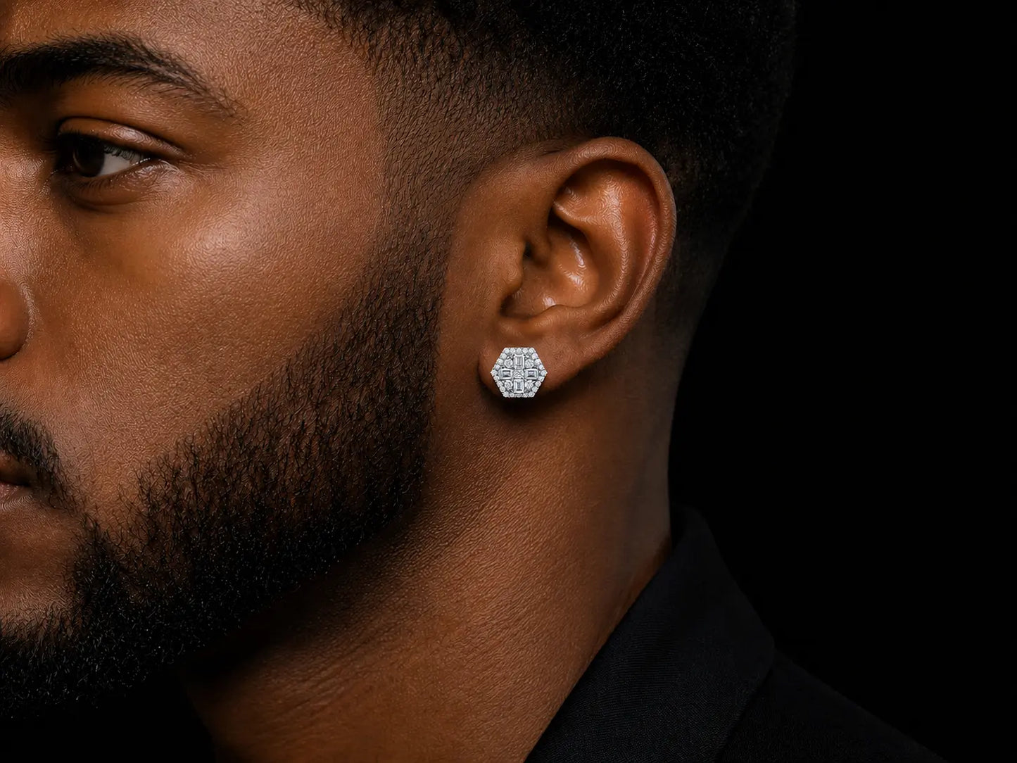 14K White Gold Octagonal Baguette & Round Diamond Earrings – 0.65 CT VVS F+ Angelica Jewellers