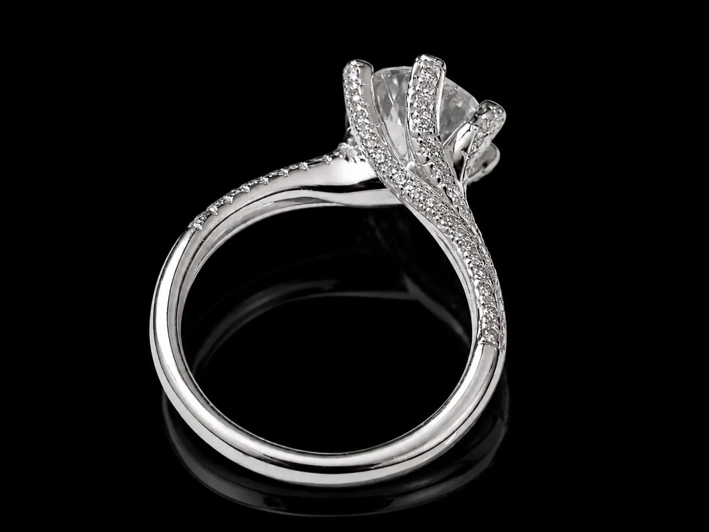 18K White Gold White Topaz Twist Engagement Ring Angelica Jewellers