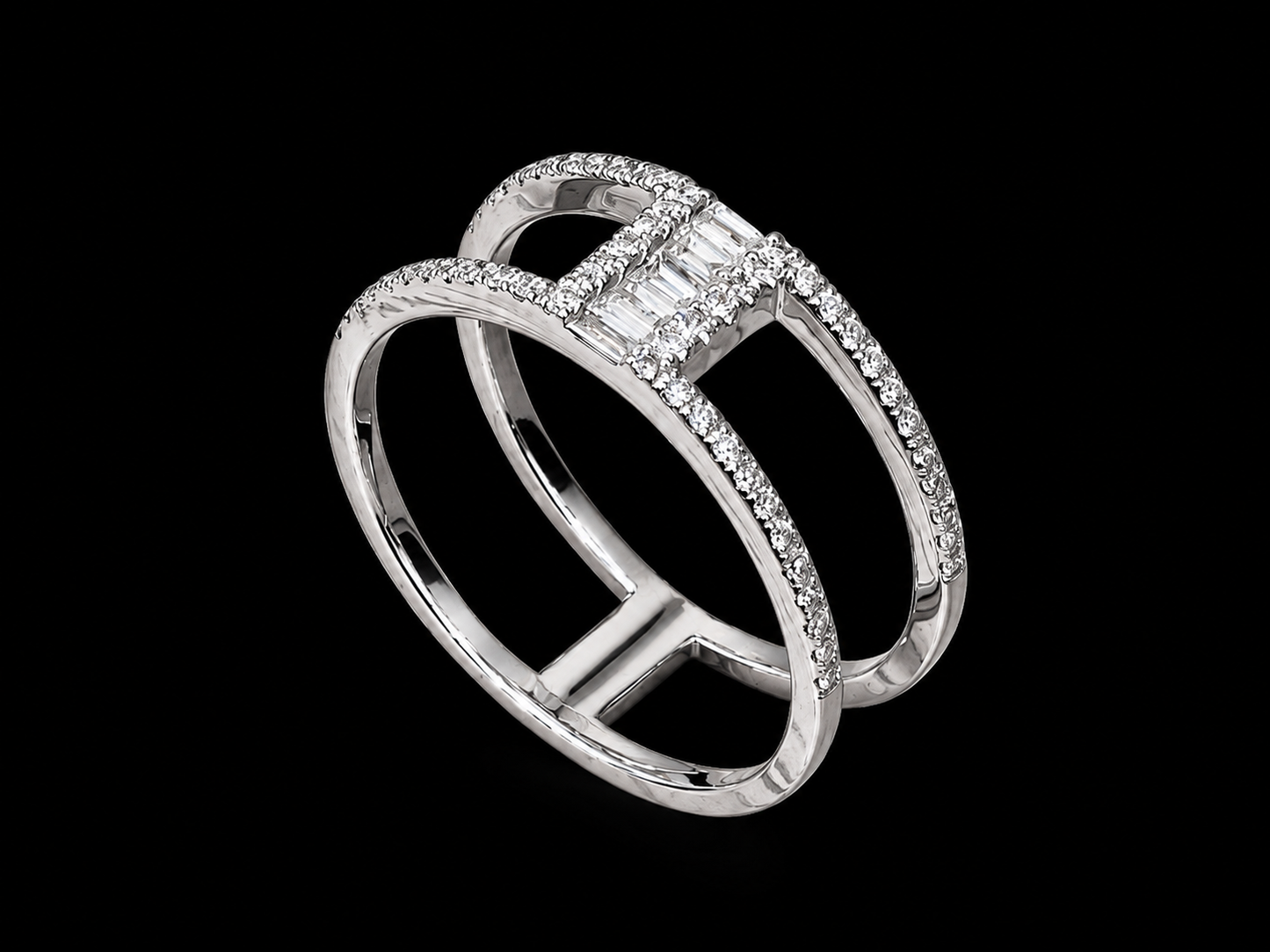 14K White Gold Open Band Diamond Ring