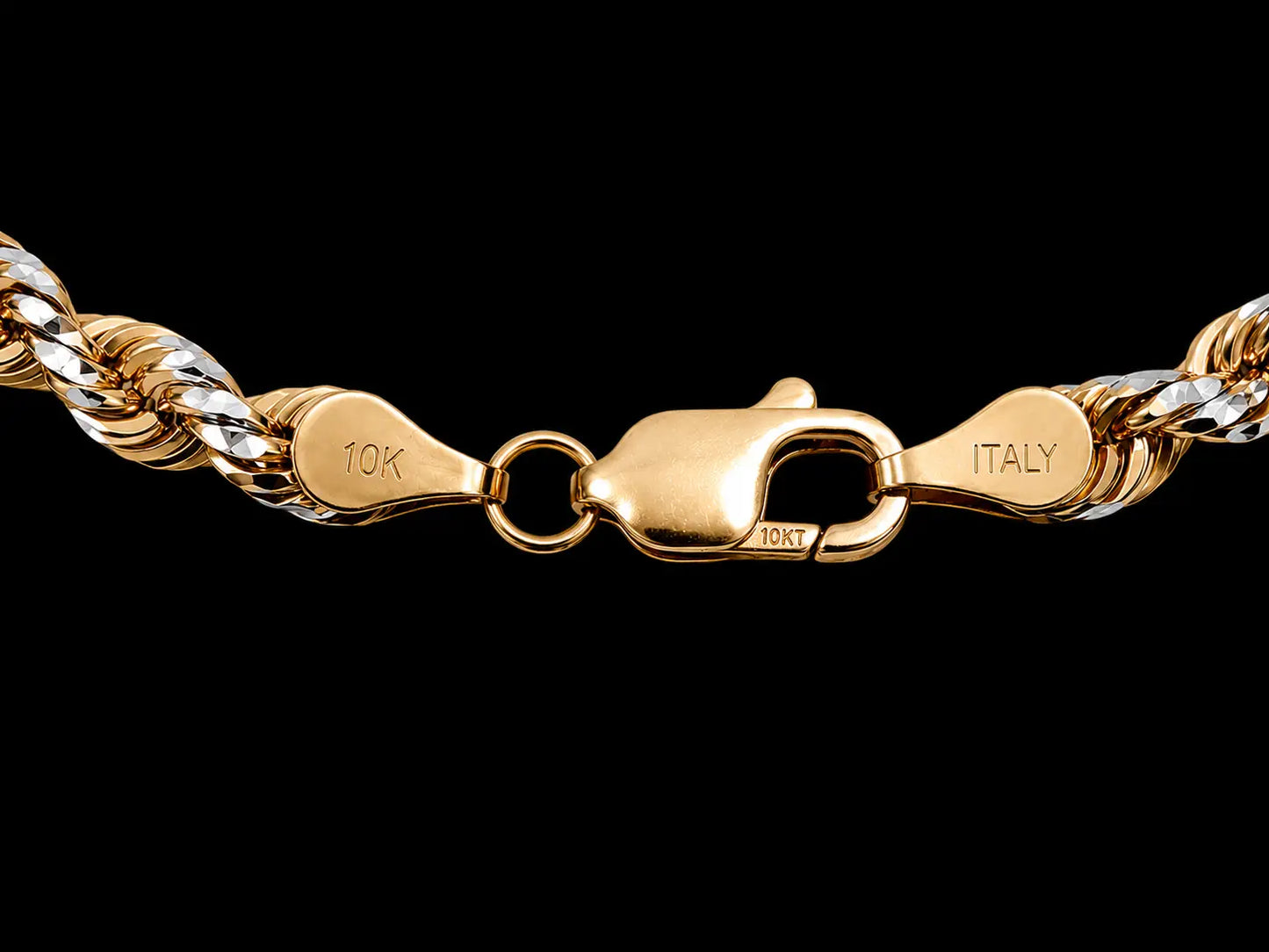 10KT Two-Tone Diamond-Cut Rope Chain – Solid Italian Gold Angelica Jewellers