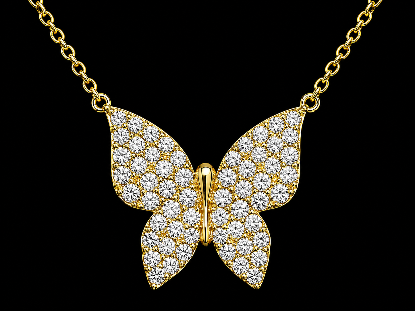 14K Rose Gold Diamond Butterfly Necklace – 0.95 CT Natural Diamonds Angelica Jewellers