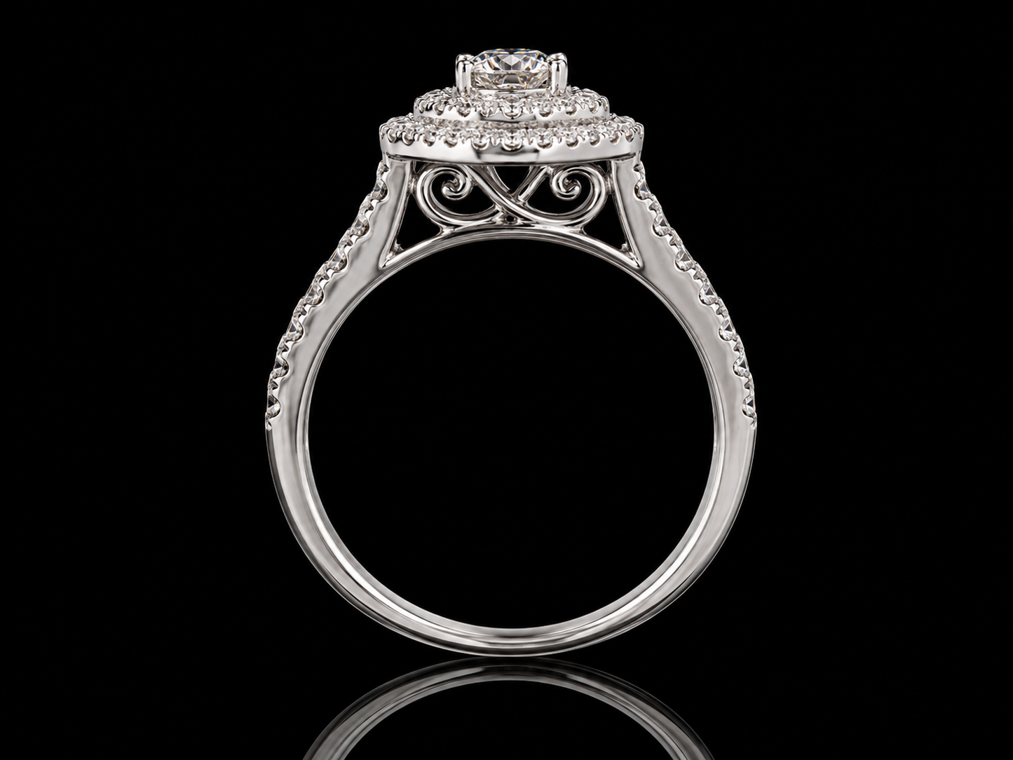 14K White Gold Diamond Engagement Ring Set – 1.00 CT Natural Diamonds | Semi-Eternity Band Angelica Jewellers