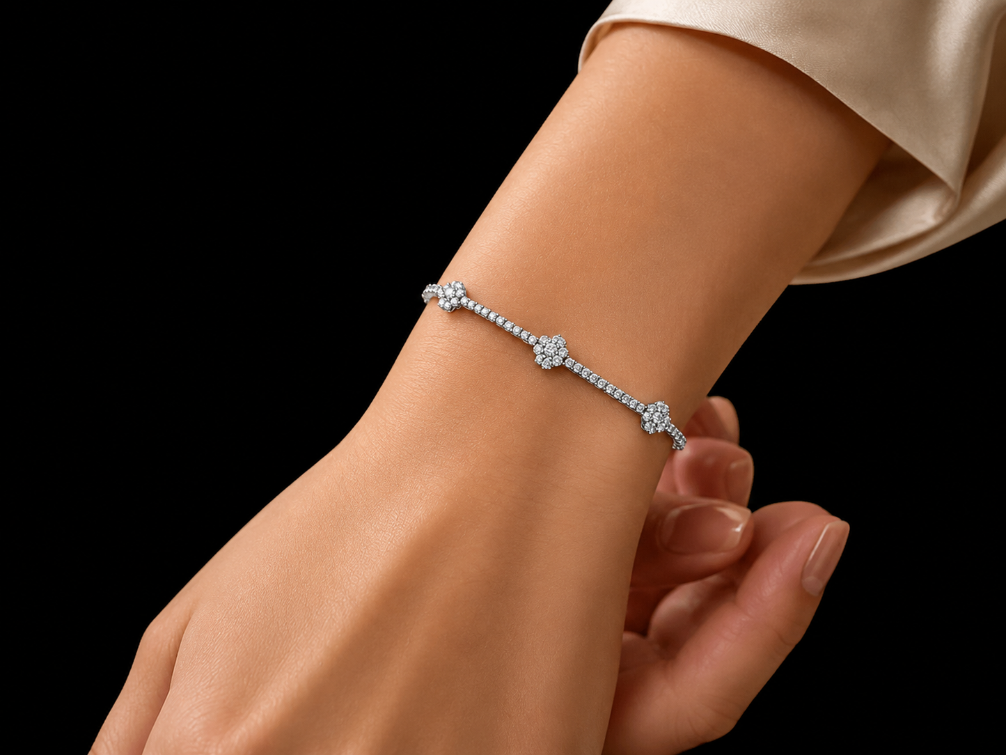14K WHITE GOLD VVS-VS F+ LAB DIAMOND TENNIS BRACELET Angelica Jewellers