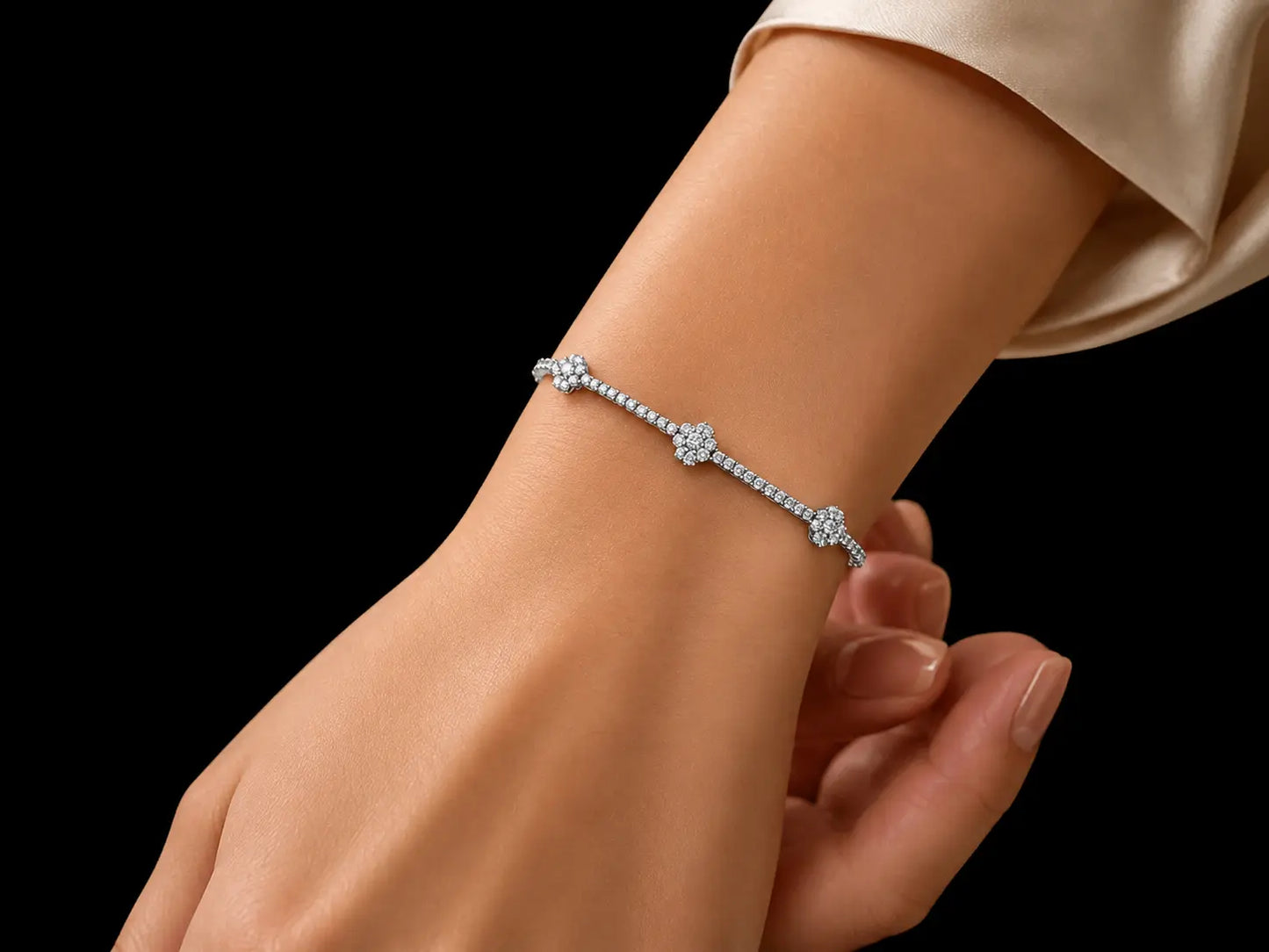 14K WHITE GOLD VVS-VS F+ LAB DIAMOND TENNIS BRACELET Angelica Jewellers