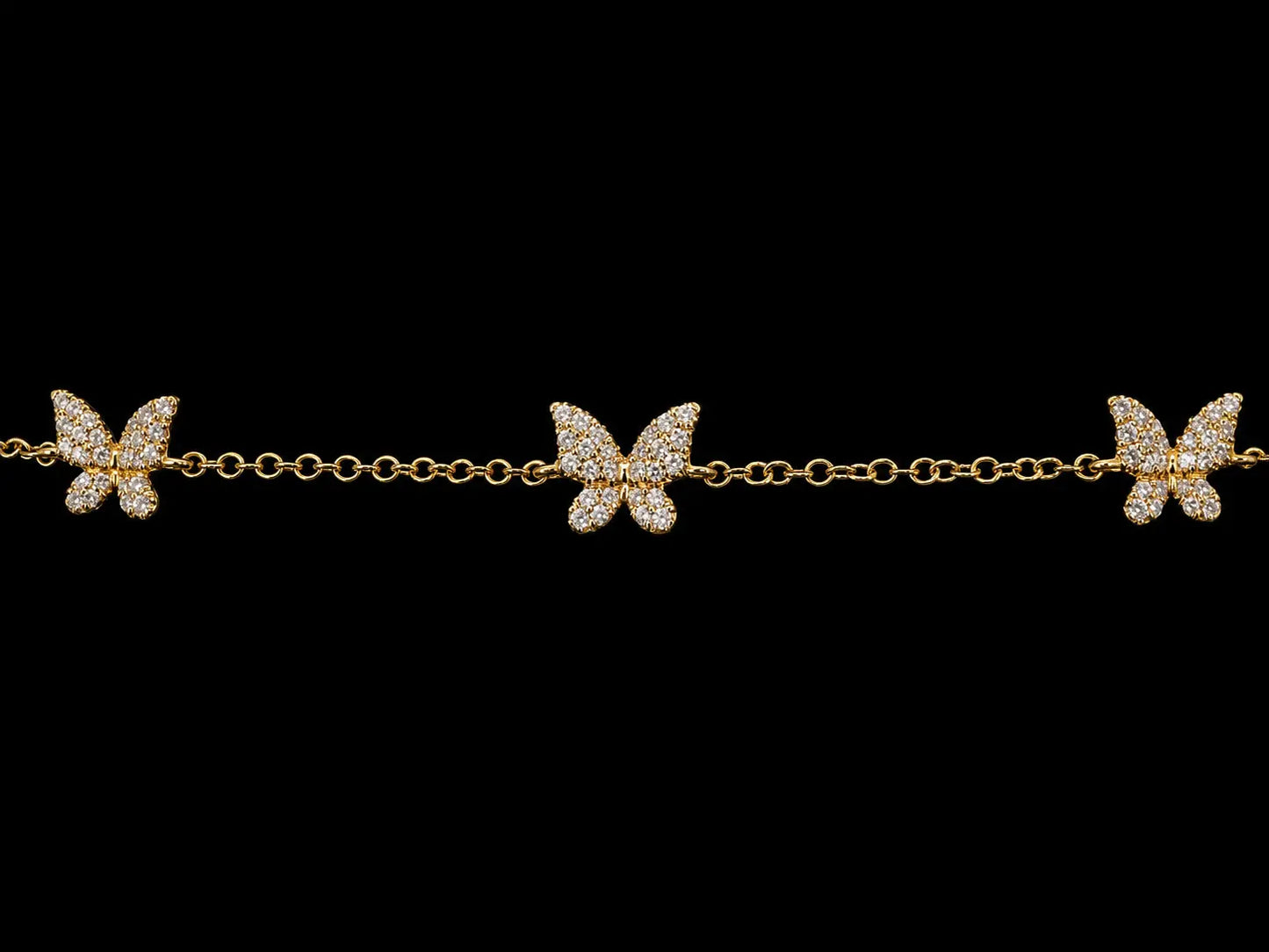 14K YELLOW GOLD 5 BUTTERFLIES DIAMOND BRACELET Angelica Jewellers