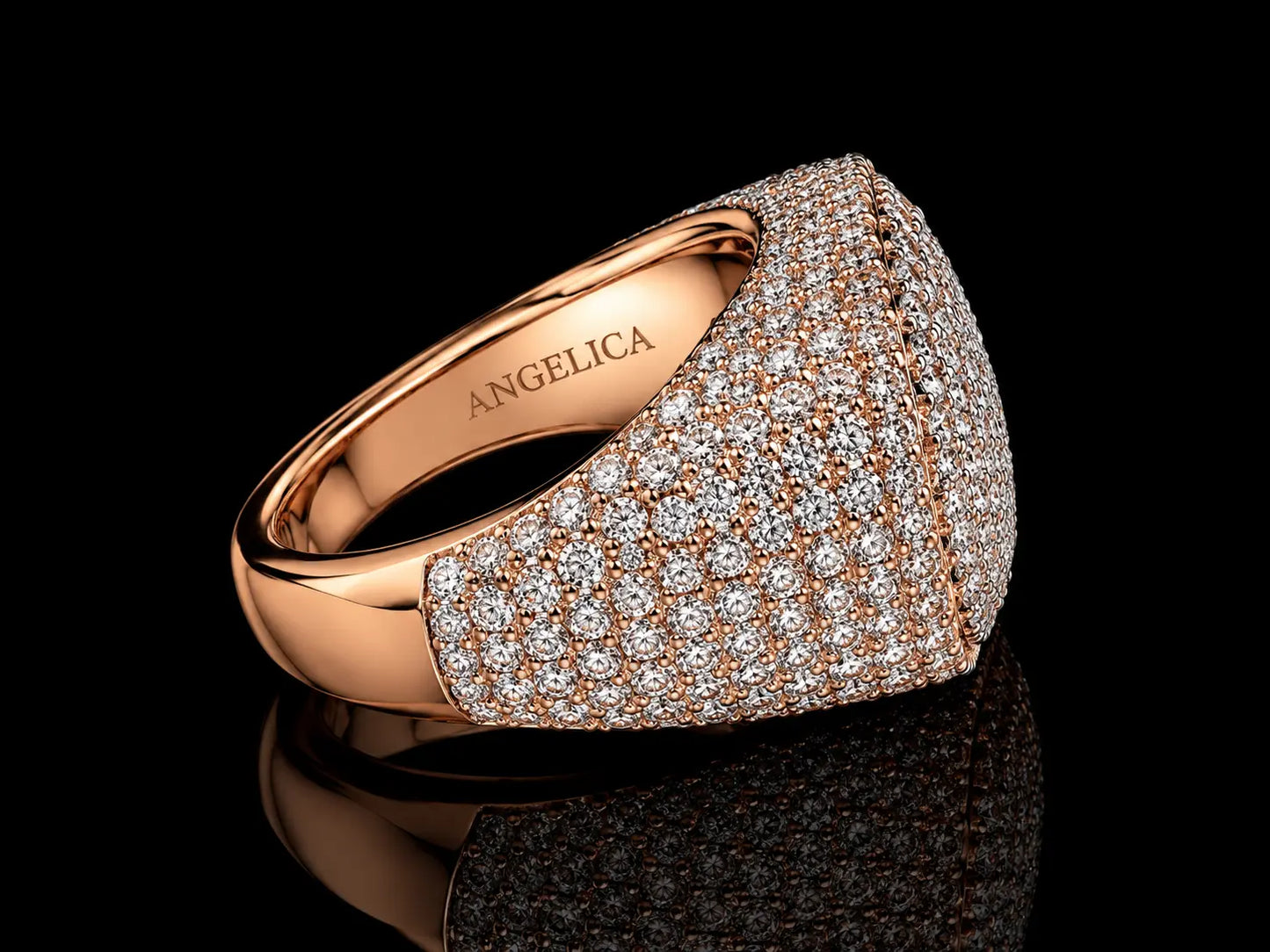 10KT Rose & White Gold Diamond Heart Ring | 4.65 CT VVS F+ Diamonds | Unisex Luxury Statement Ring Angelica Jewellers
