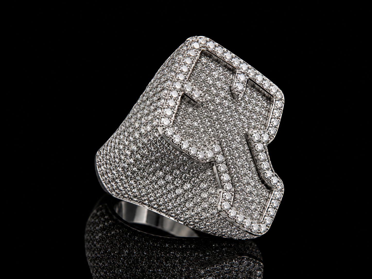 14K White Gold & Diamond Cross Ring – 7.50CT Diamond Statement Ring Angelica Jewellers