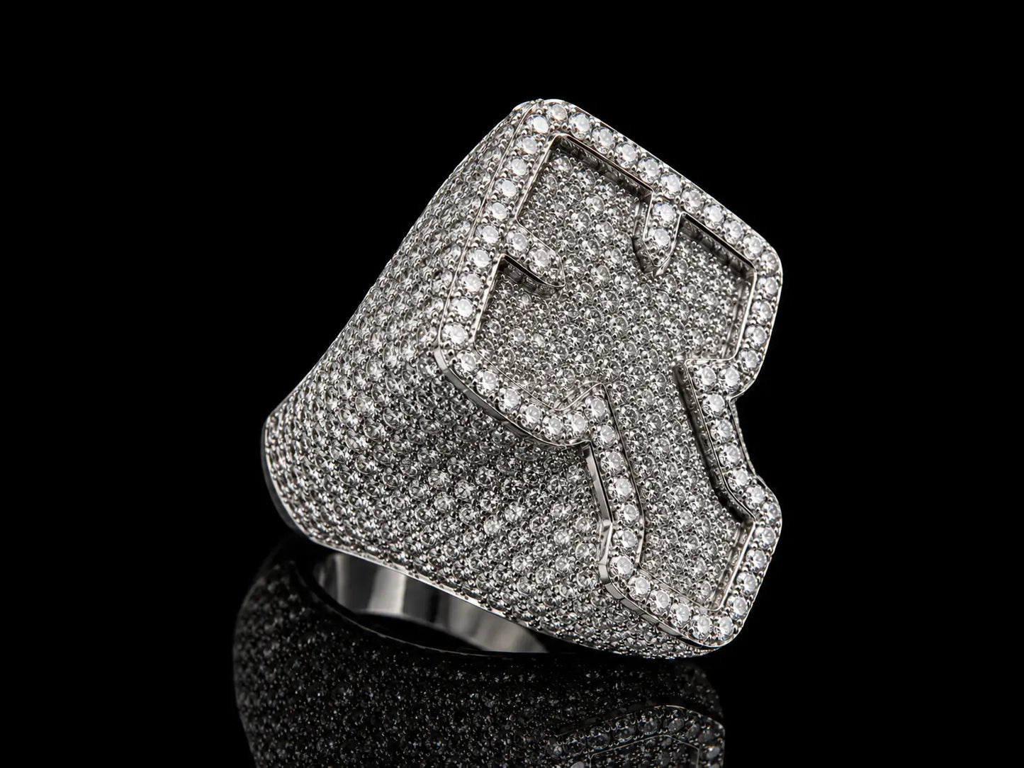14K White Gold & Diamond Cross Ring – 7.50CT Diamond Statement Ring Angelica Jewellers