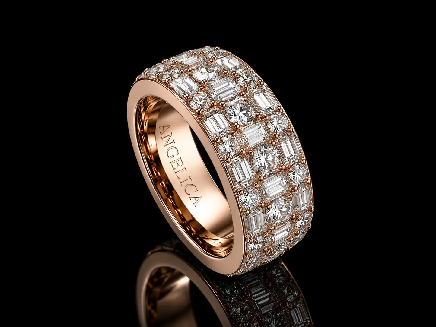 Angelica Signature Full Eternity Diamond Band Ring – 10K Rose Gold | 6.38 CT VVS F+ Diamonds Angelica Jewellers