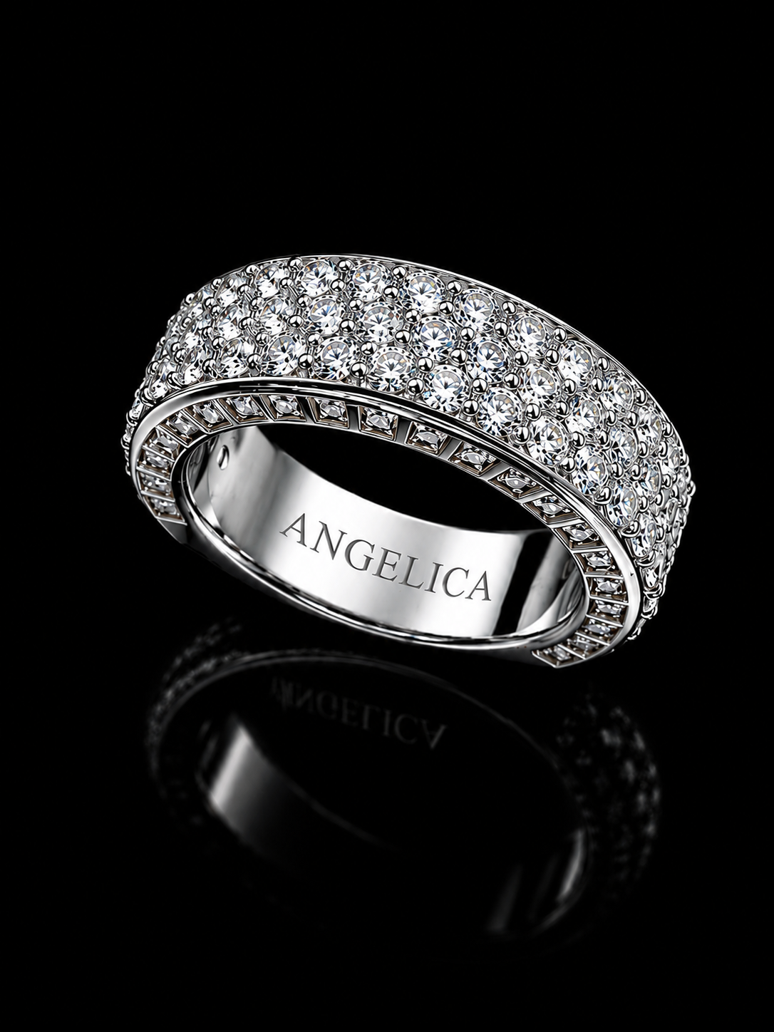 10K White Gold Lab-Grown Diamond Band Ring – 3.50 CT Total Weight | VVS Clarity, F+ Color Angelica Jewellers