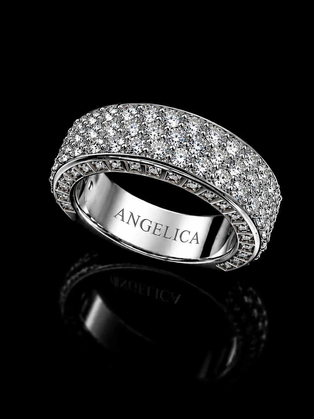 10K White Gold Lab-Grown Diamond Band Ring – 3.50 CT Total Weight | VVS Clarity, F+ Color Angelica Jewellers