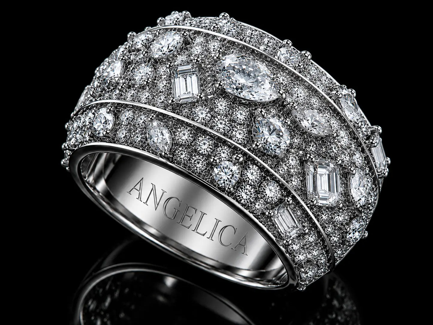 10K White Gold Diamond Band Ring – 2.80 CT | VVS Clarity, F+ Color | 13 mm Signature Collection Angelica Jewellers