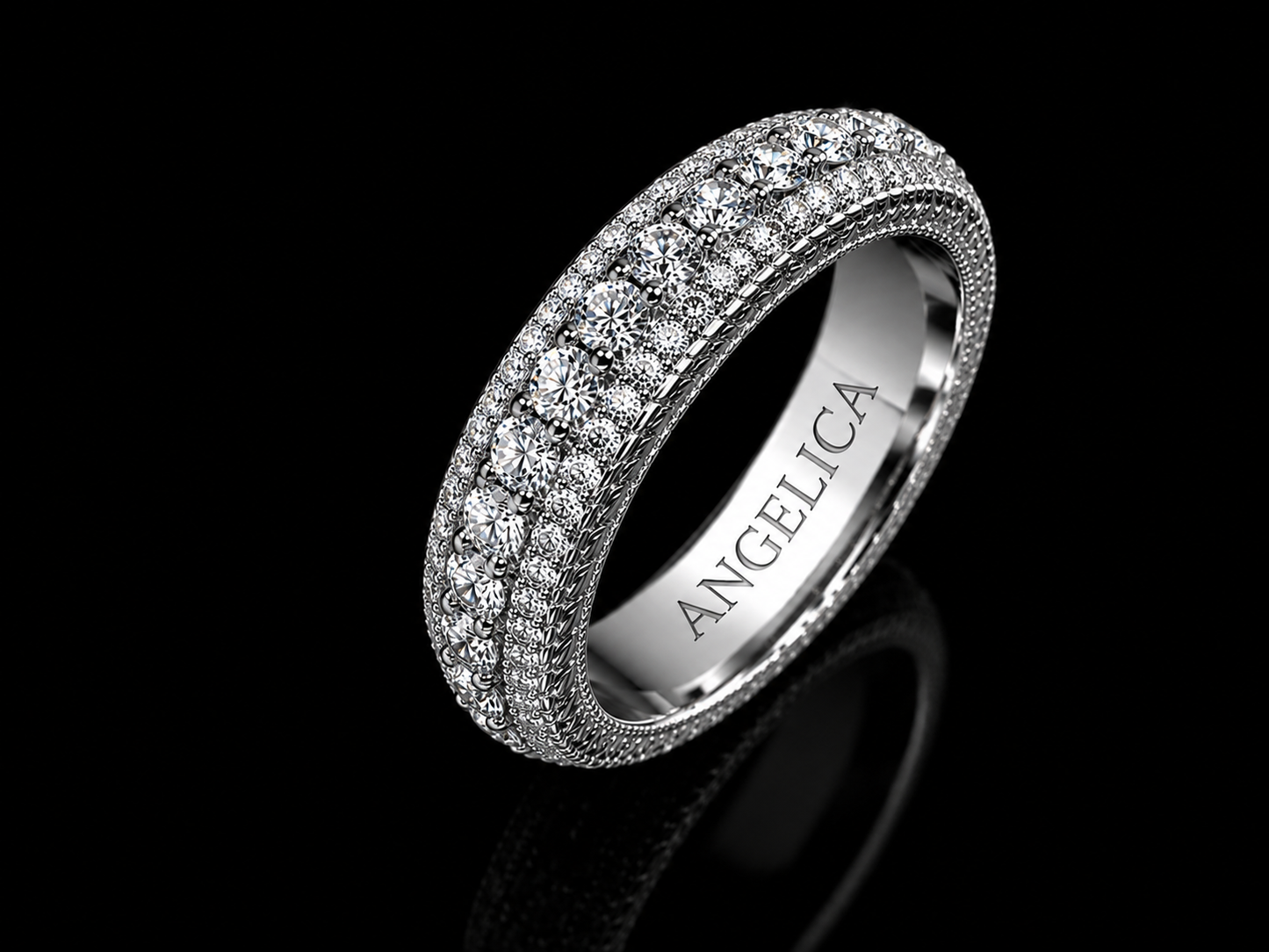 10K White Gold Diamond Band Ring – 3.75 CT VVS F+ Diamonds | 6MM Signature Collection Angelica Jewellers