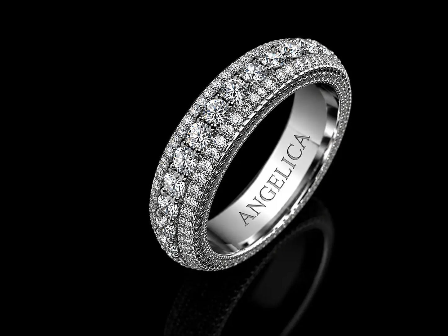 10K White Gold Diamond Band Ring – 3.75 CT VVS F+ Diamonds | 6MM Signature Collection Angelica Jewellers