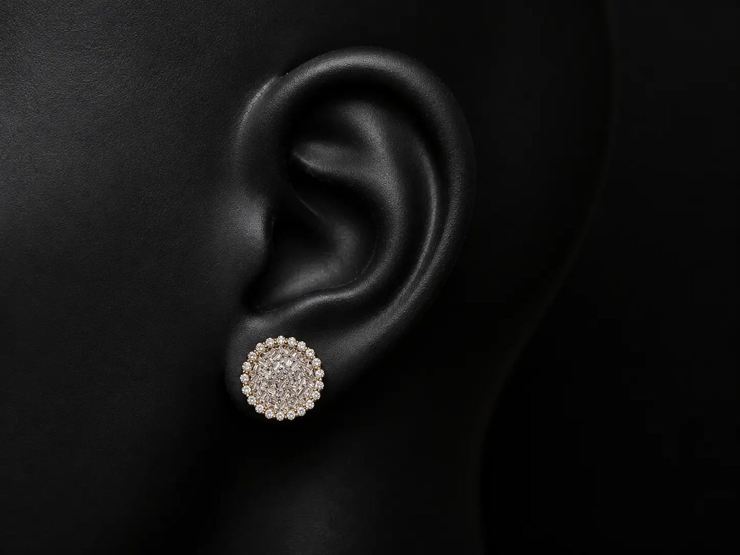 10K YELLOW GOLD BAGUETTE AND ROUND DIAMOND EARRINGS Angelica Jewellers
